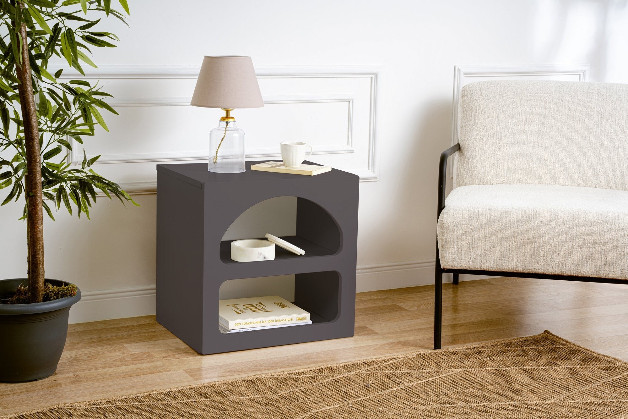 Rani Home Komodin Antrasit 50Cm BD-5328