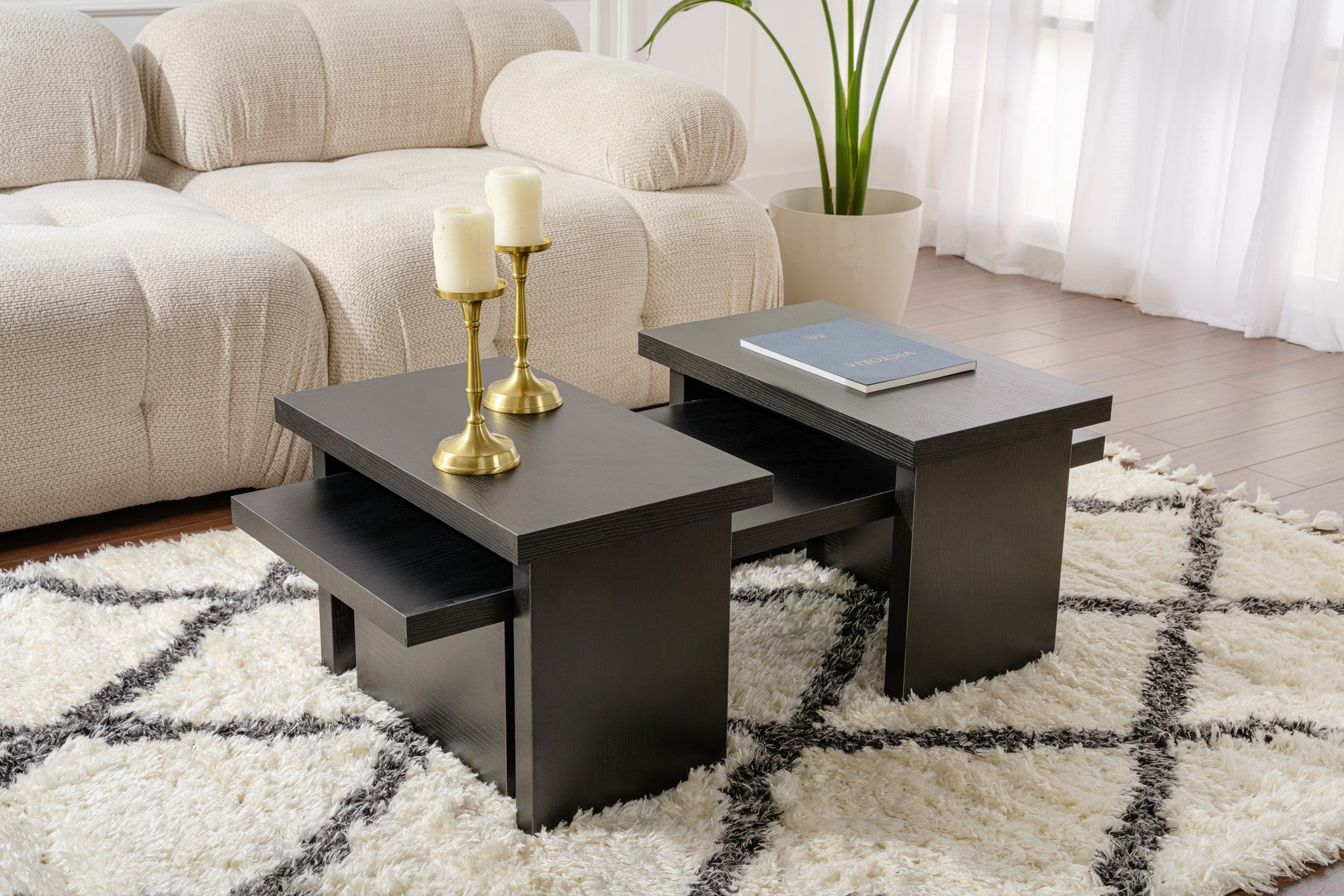 Rani Home Orta Sehpa Ahşap Desenli Siyah 110Cm AB-5227