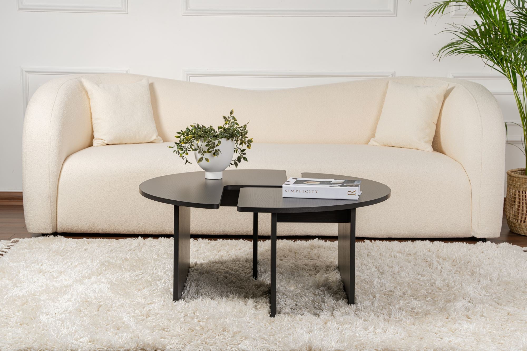 Rani Home Orta Sehpa Ahşap Desenli Siyah 90Cm AB-5377