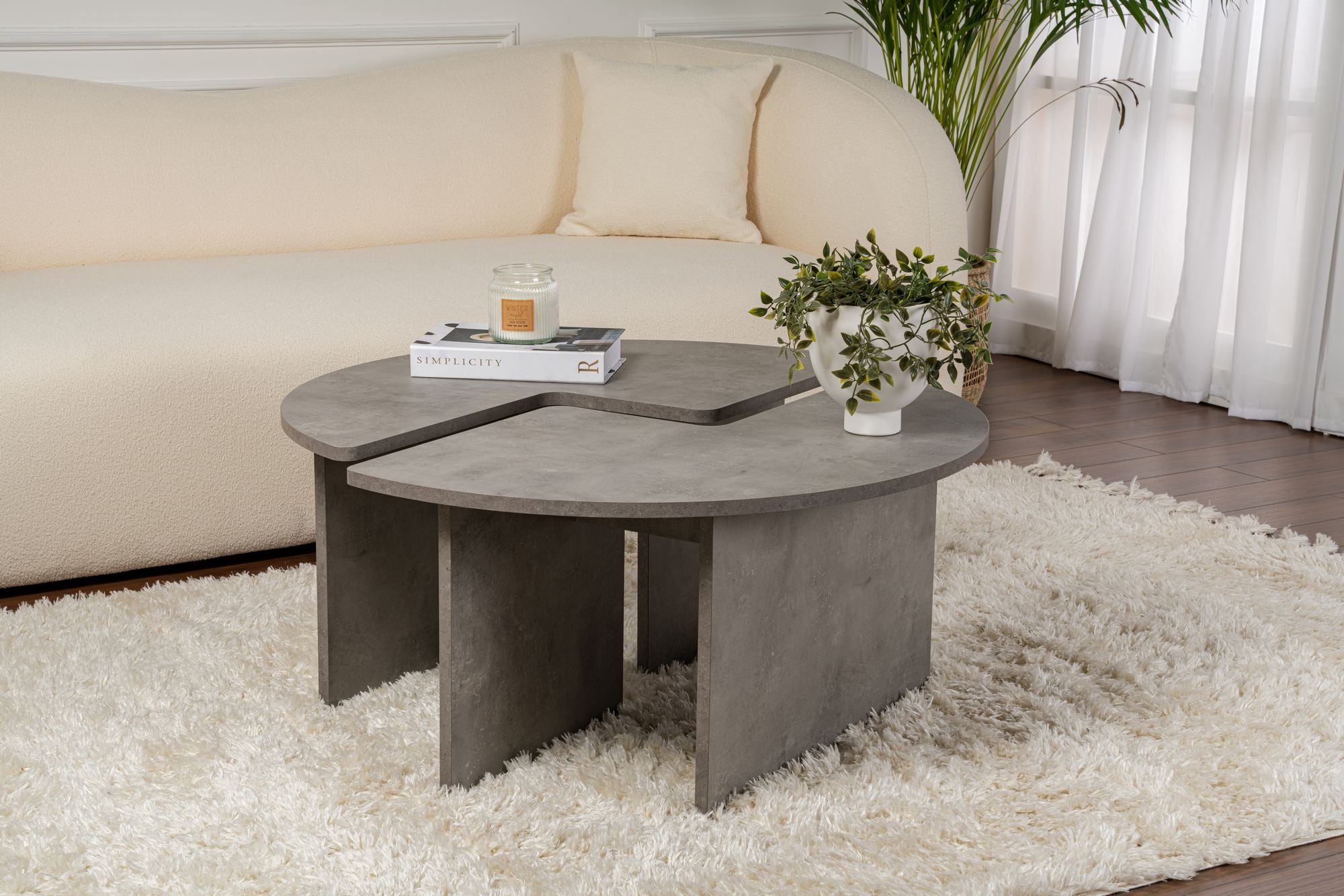 Rani Home Orta Sehpa Retro Gümüş 90Cm AB-5372