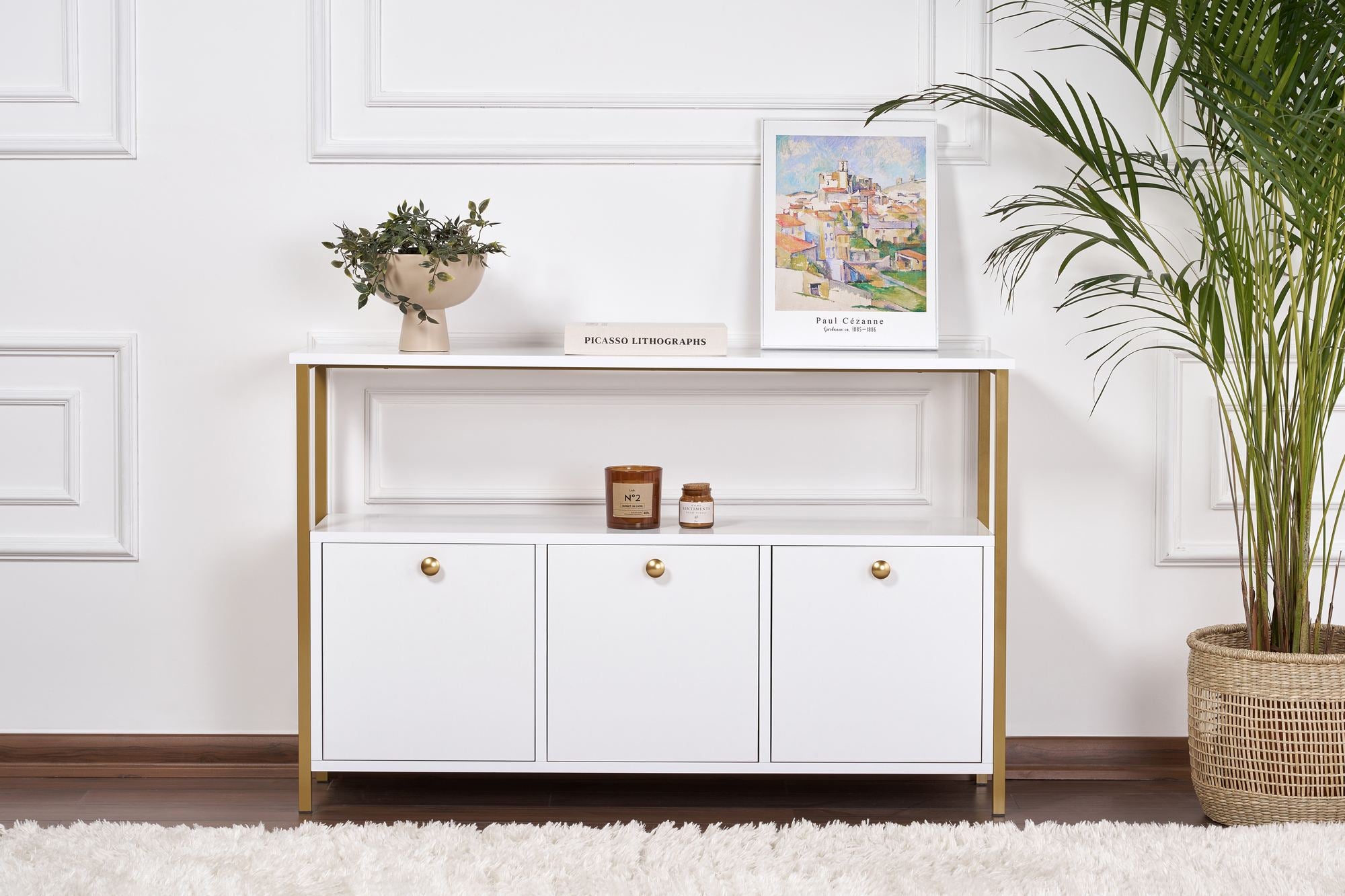 Rani Home Konsol Beyaz Gold Metal Ayaklı 120Cm EG-5273