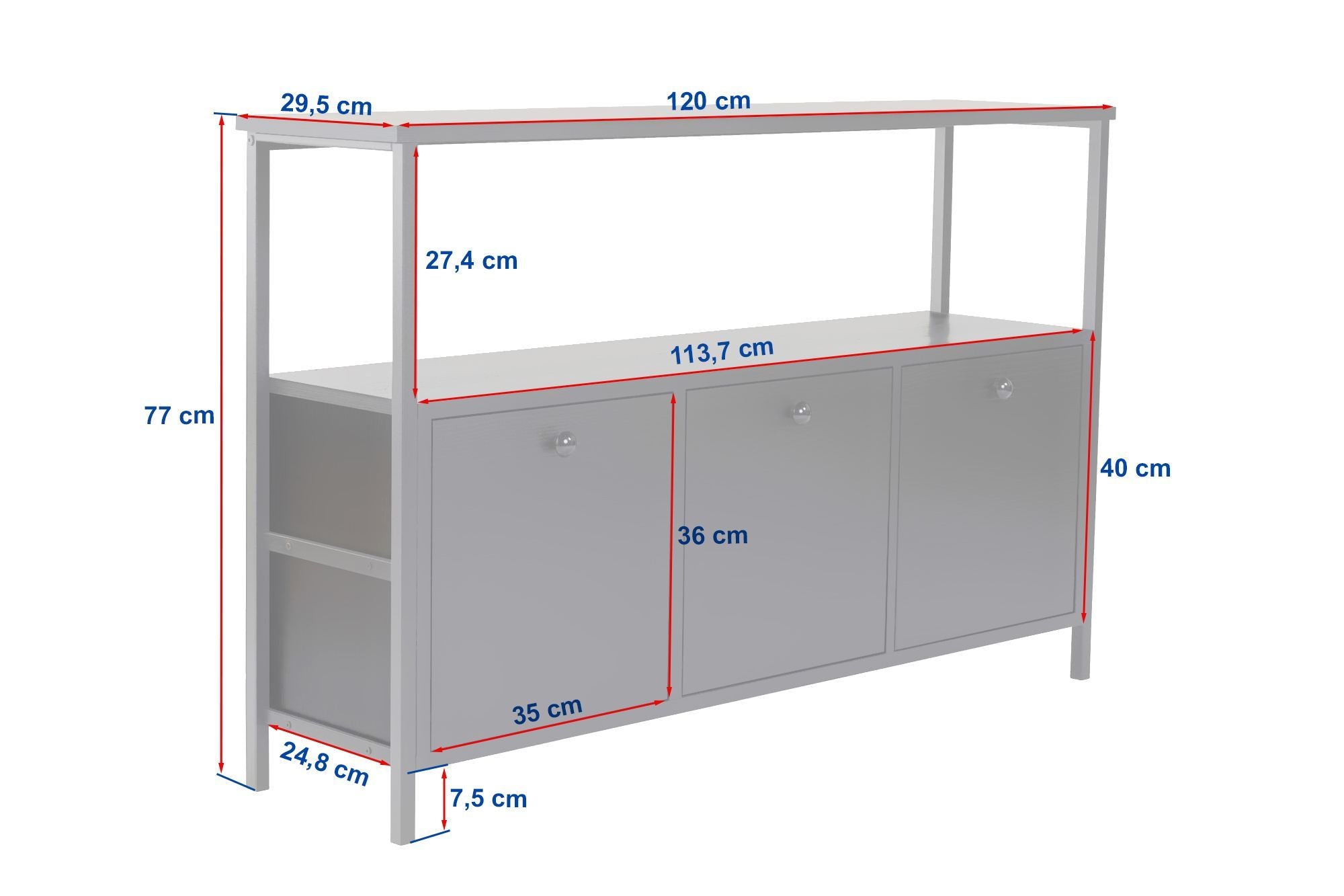 Rani Home Dresuar Beyaz - Gold Metal Ayaklı Konsol 120 Cm EG-5273