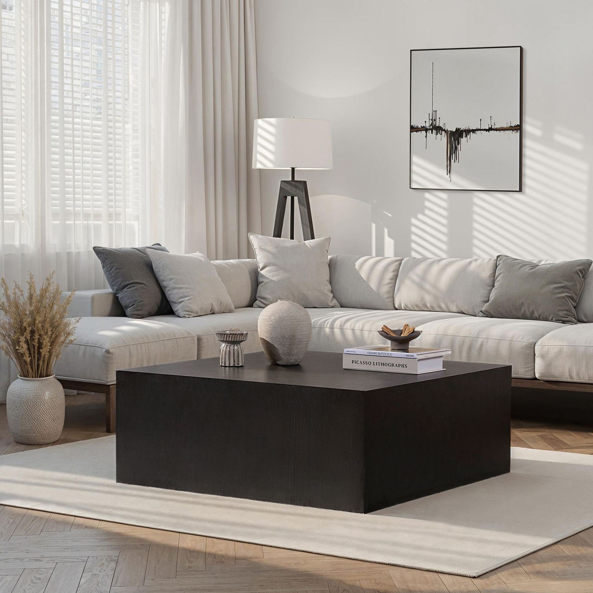 Rani Home Orta Sehpa Ahşap Desenli Siyah 90Cm AB-5284