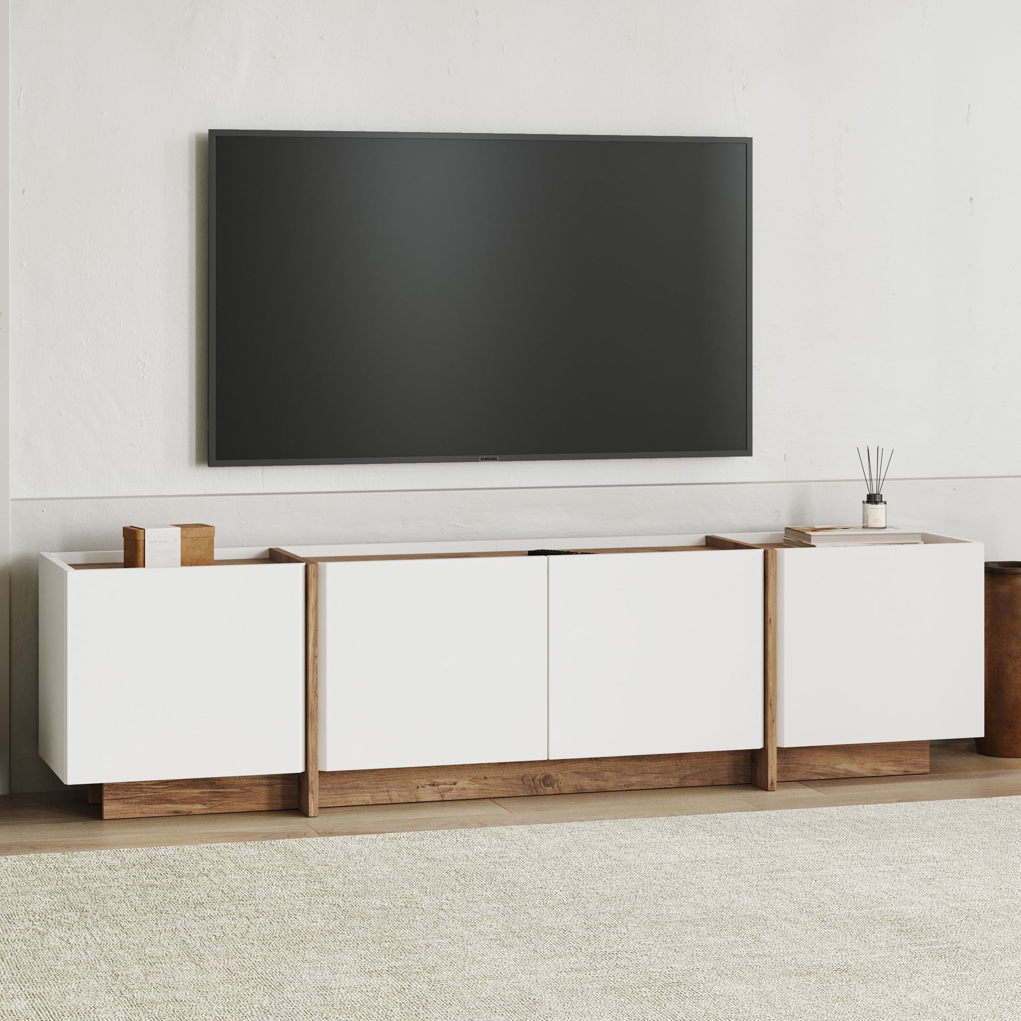 Rani Home Tv Ünitesi Beyaz - Atlantik Çam 180Cm AA-5327