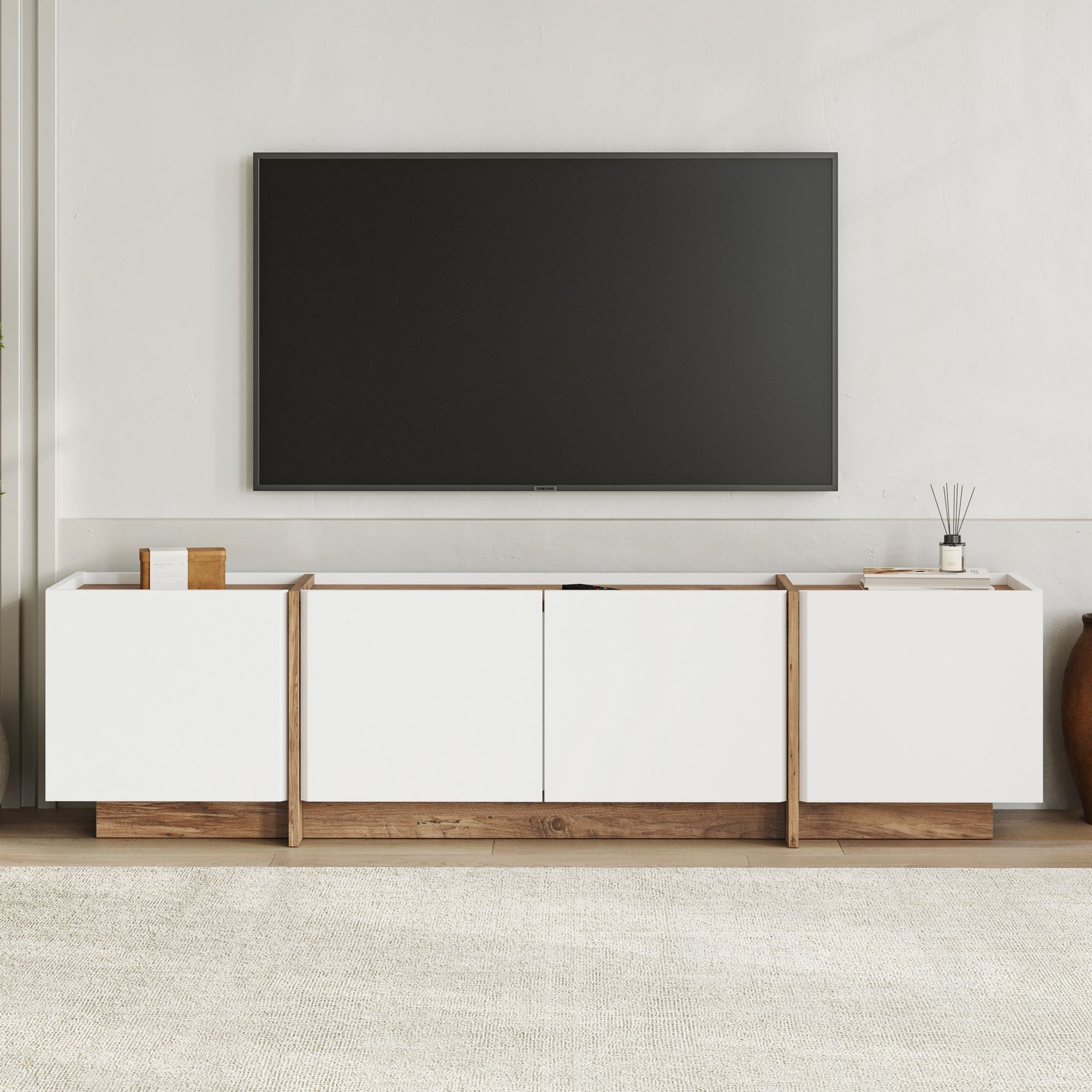 Rani Home Tv Ünitesi Beyaz - Atlantik Çam 180Cm AA-5327