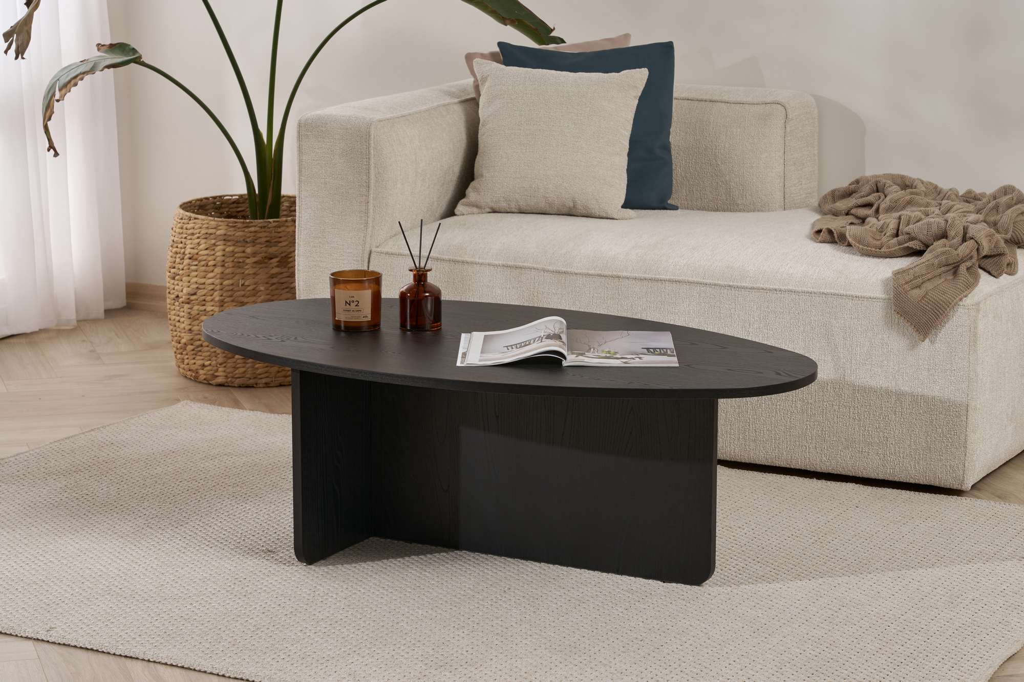 Rani Home Orta Sehpa Ahşap Desenli Siyah 120Cm AB-5407