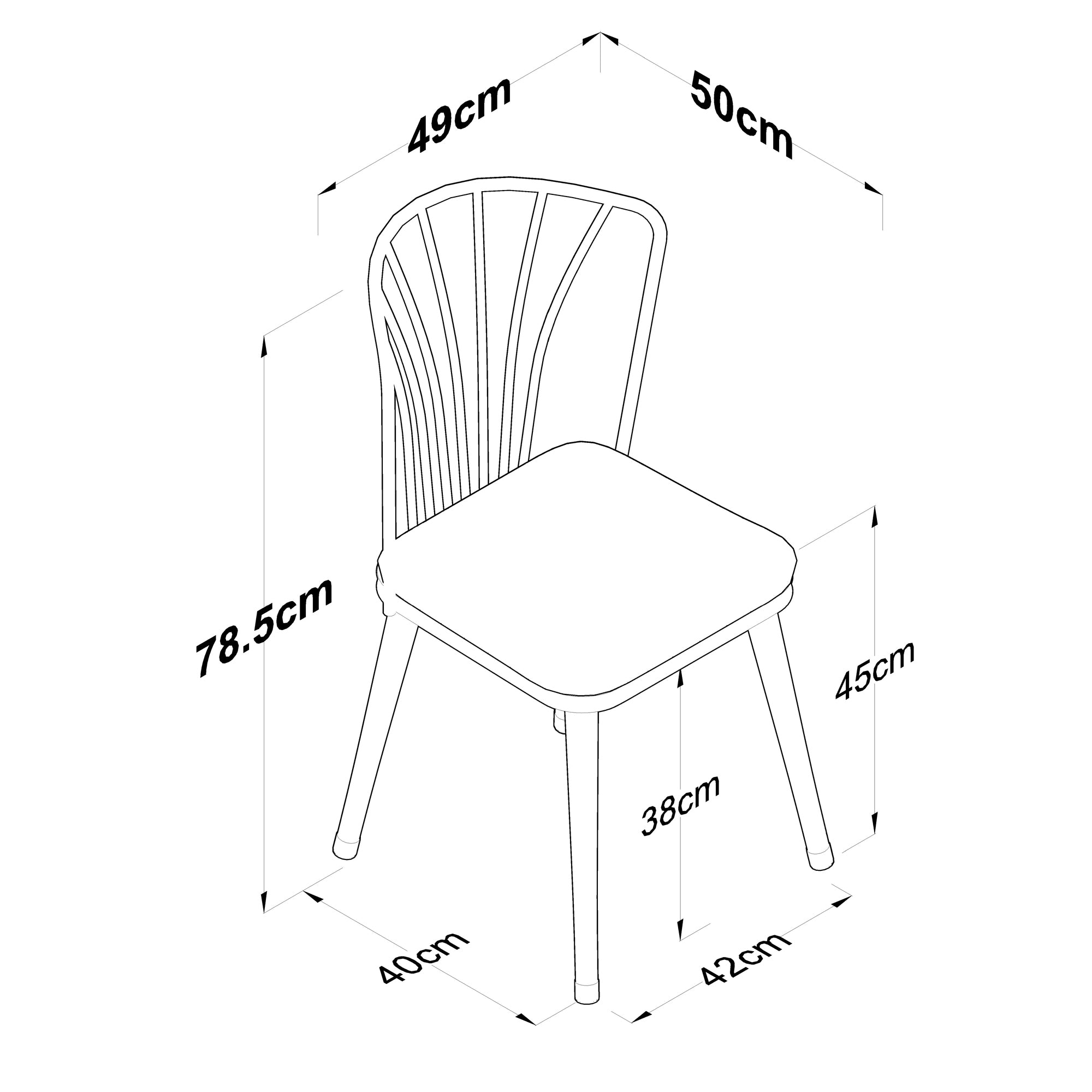Rani JB104 Metal Chair 4-Set Kitchen Dining Chair Light Gray