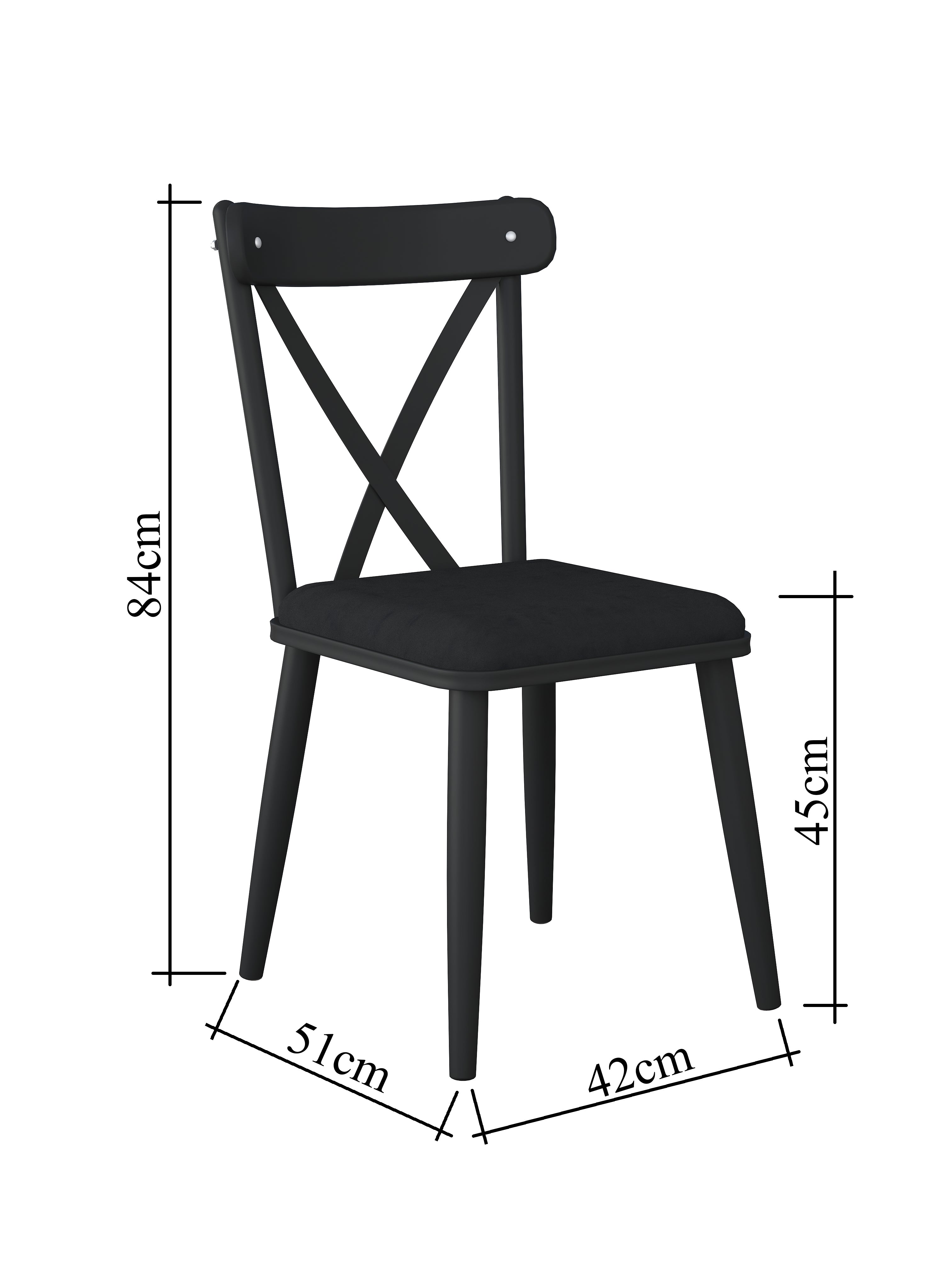 Rani JB108 Metal Chair Thonet Chair 4-Set Kitchen Dining Chair Black