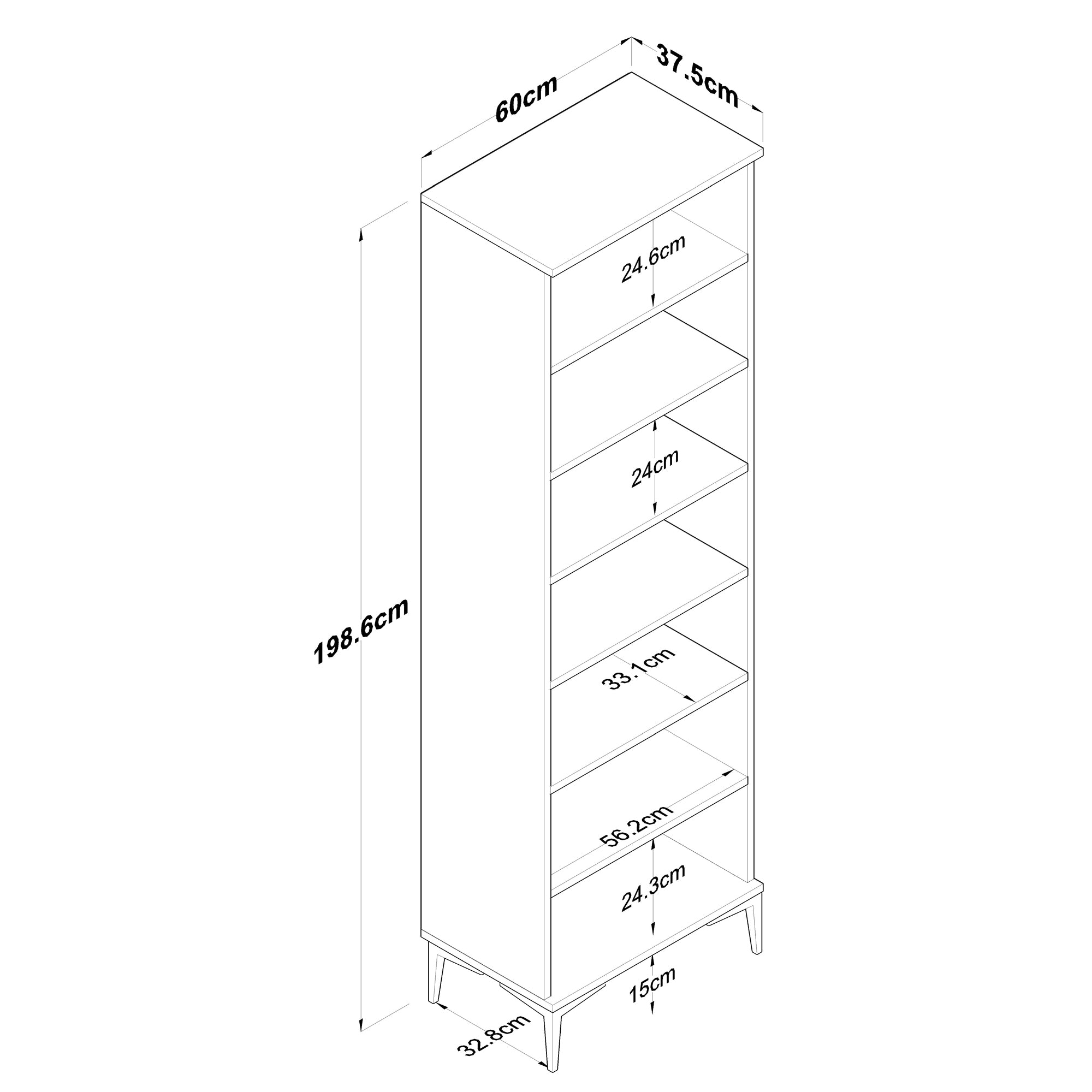 Rani JE102 Multipurpose Cabinet 2 Doors 7 Shelves Bathroom Pantry Kitchen Cabinet Basket Walnut - White