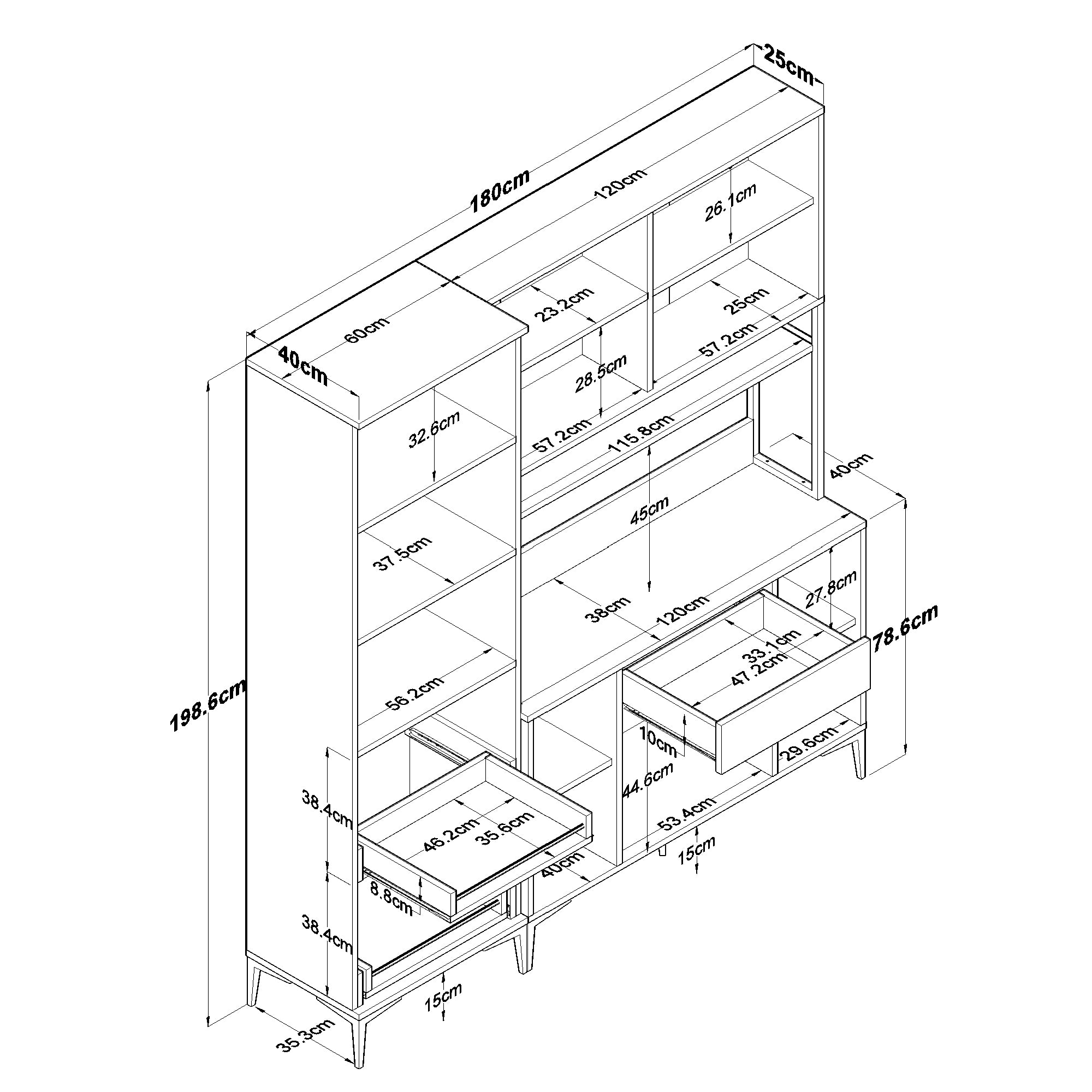 Rani JE133 Çok Amaçlı Dolap 10 Kapaklı 1 Çekmeceli Kiler Mutfak Dolabı Beyaz