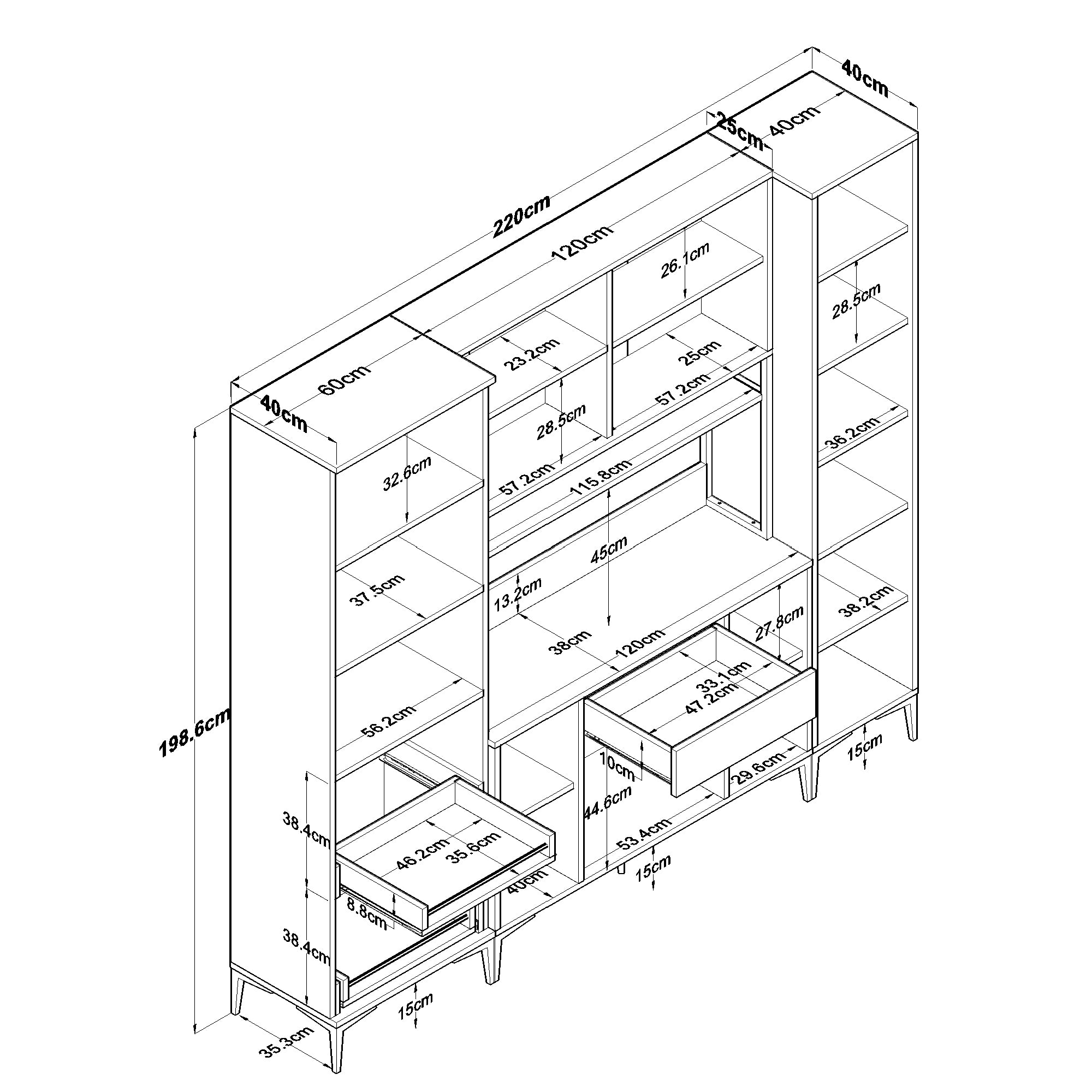 Rani JE132 Çok Amaçlı Dolap 12 Kapaklı 1 Çekmeceli Kiler Mutfak Dolabı Beyaz
