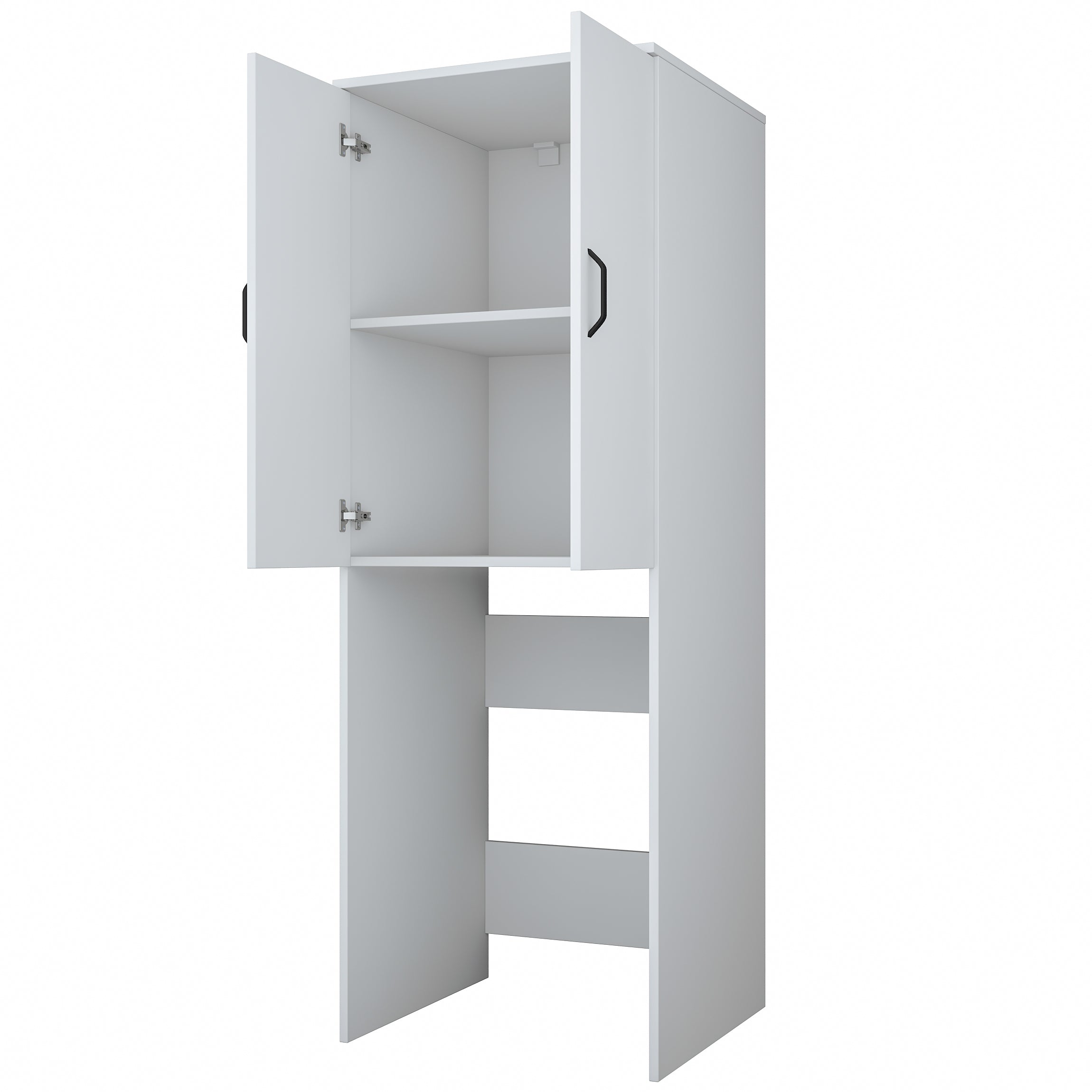 Rani KD119 Çamaşır Makinesi Dolabı 2 Kapaklı 2 Raflı Banyo Dolabı Beyaz