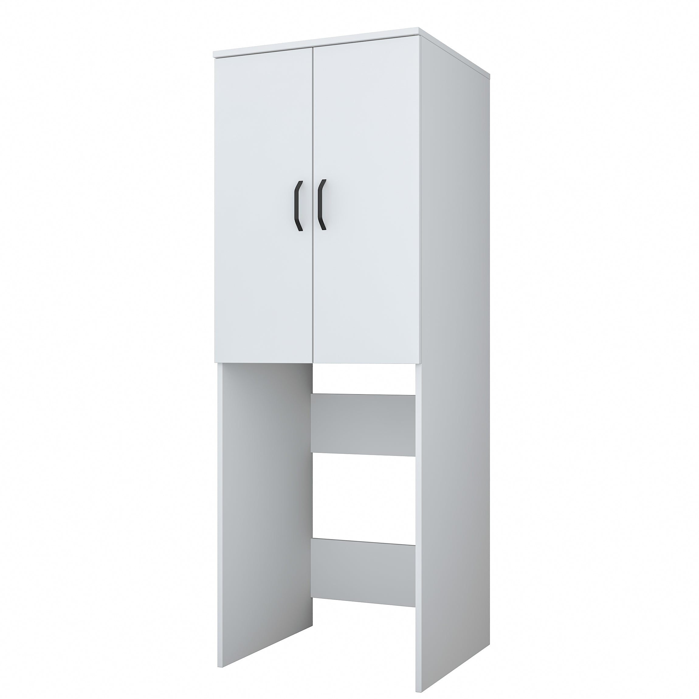 Rani KD119 Çamaşır Makinesi Dolabı 2 Kapaklı 2 Raflı Banyo Dolabı Beyaz