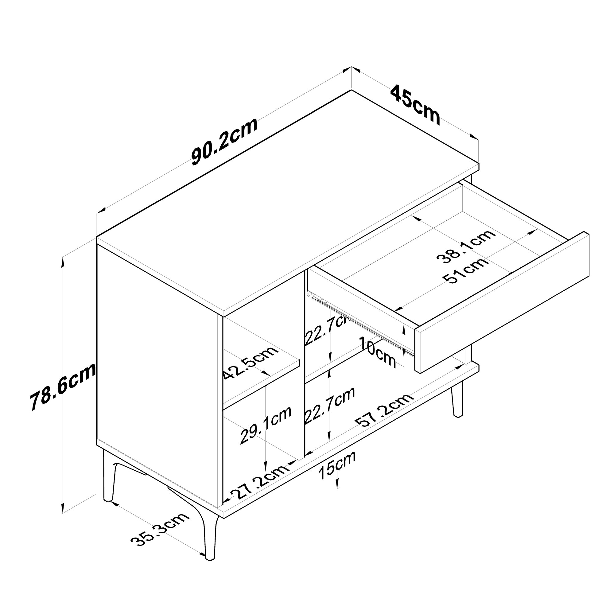 Rani JE194 Kahve Köşesi Çok Amaçlı Dolap 3 Kapaklı 1 Çekmeceli Kiler Mutfak Dolabı Beyaz - Sepet Ceviz