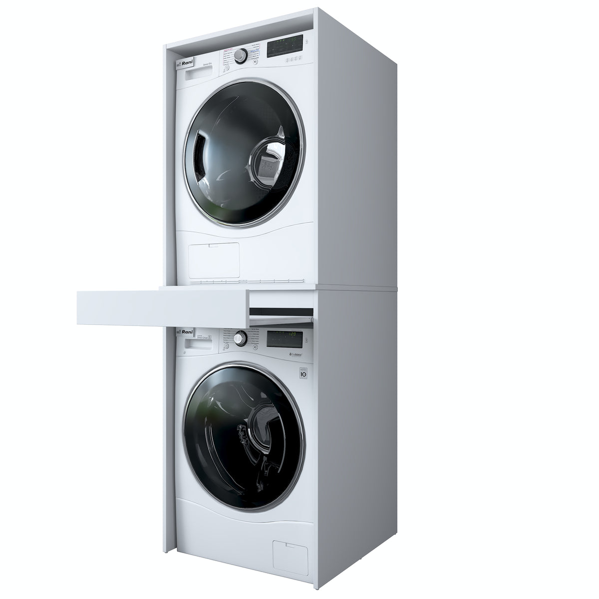 Rani KD123 Çamaşır Ve Kurutma Makinesi Dolabı Çekmeceli Banyo Dolabı Beyaz