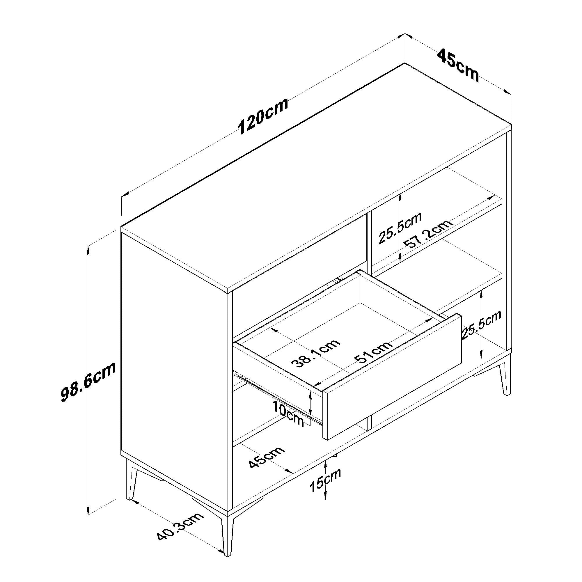 Rani JE210 Kahve Köşesi Çok Amaçlı Dolap, 4 kapaklı ve 2 çekmeceli tasarımıyla mutfak ve kiler alanlarında düzen sağlar. Beyaz ve sepet ceviz renk kombinasyonu ile modern bir görünüm sunar.