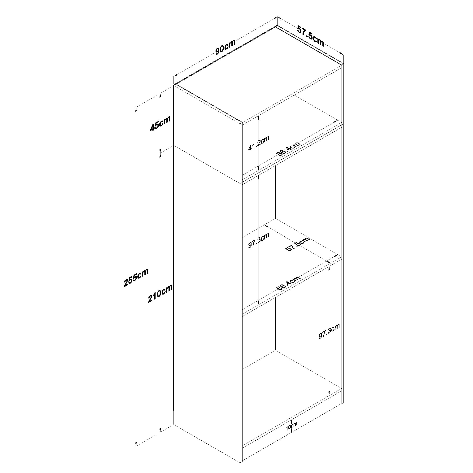Rani BA209 Gardırop 4 Kapaklı Raflı 2 Askılı Elbise Dolabı Beyaz