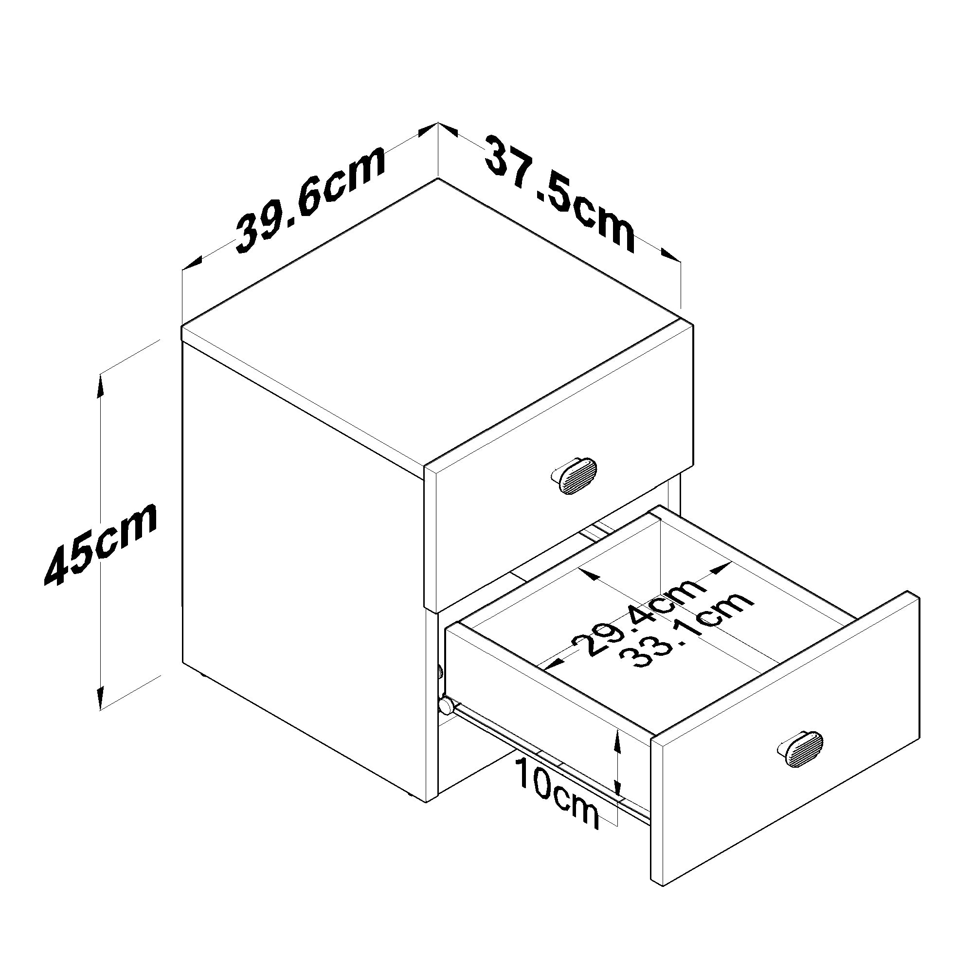 Rani BD111 Modern Komodin 2 Çekmeceli Yatak Odası Beyaz