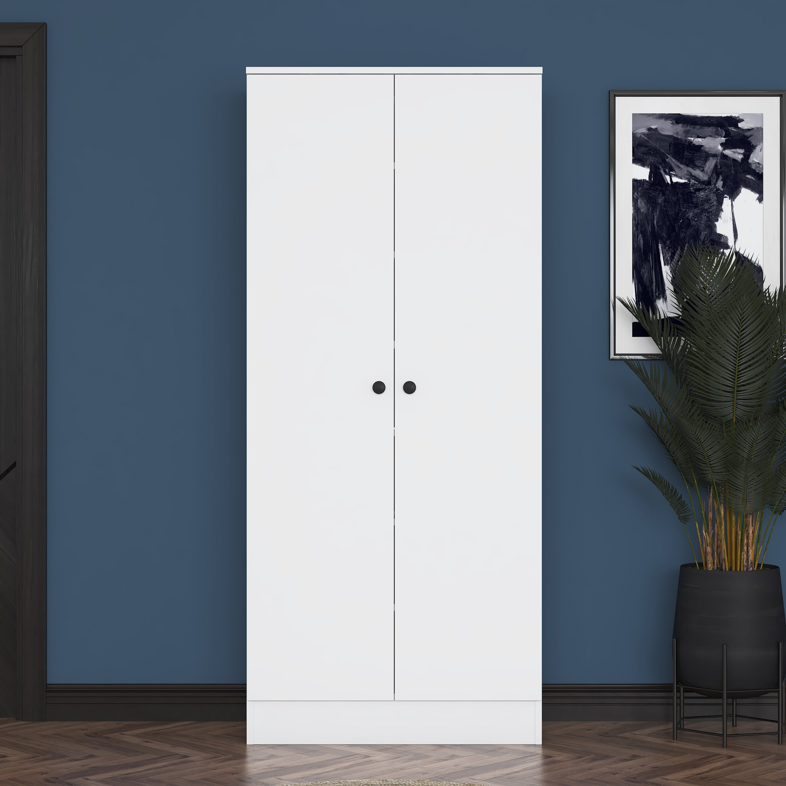 Rani EA148 Modern Portmanto 2 Kapaklı Raflı Ayakkabılık Vestiyer Beyaz