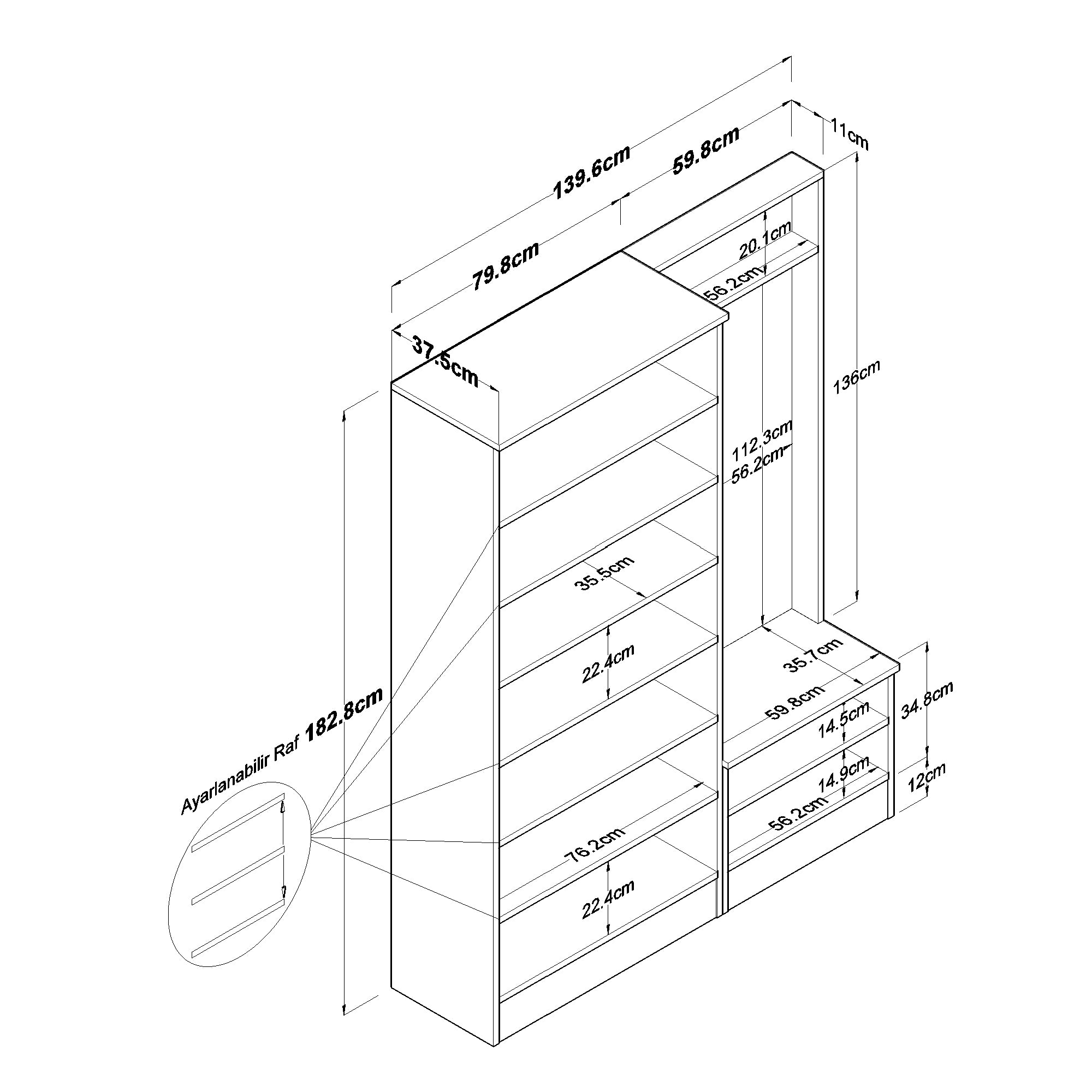 Rani EA151 Modern Portmanto Raflı Askılı Ayakkabılık Vestiyer Beyaz