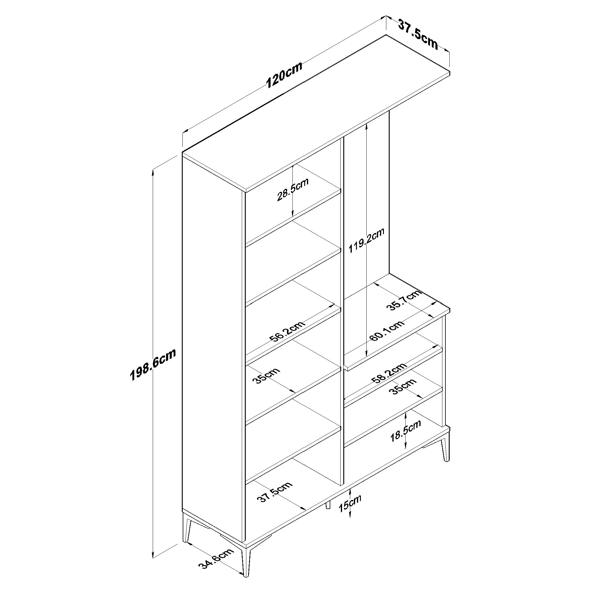 Rani EA147 Modern Portmanto 4 Kapaklı Aynalı Raflı Askılı Ayakkabılık Vestiyer Sepet Ceviz - Beyaz