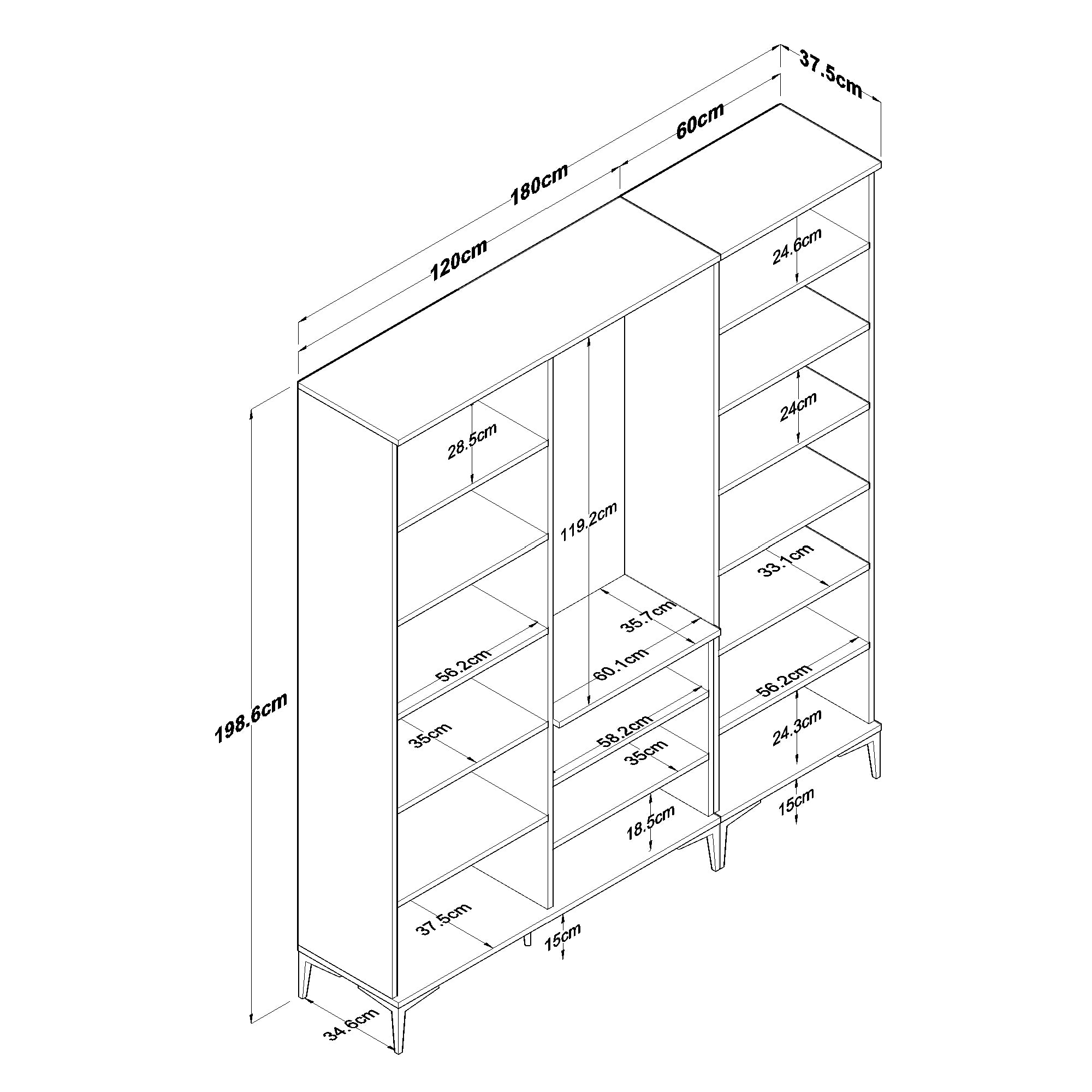 Rani EA156 Modern Aynalı Raflı Askılı Portmanto Ayakkabılık Vestiyer Sepet Ceviz - Beyaz