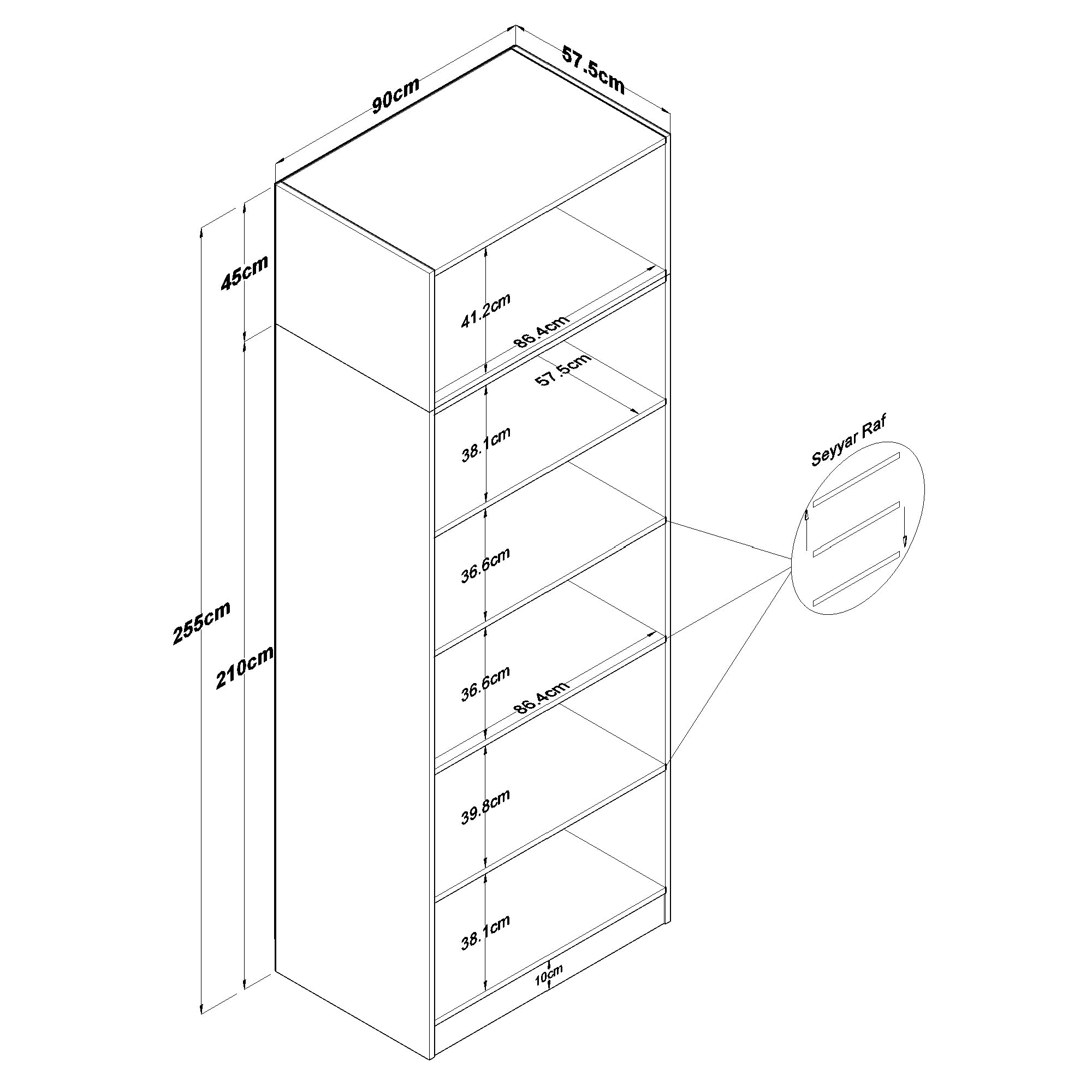 Rani BA210 Gardırop 4 Kapaklı 4 Raflı Elbise Dolabı Beyaz