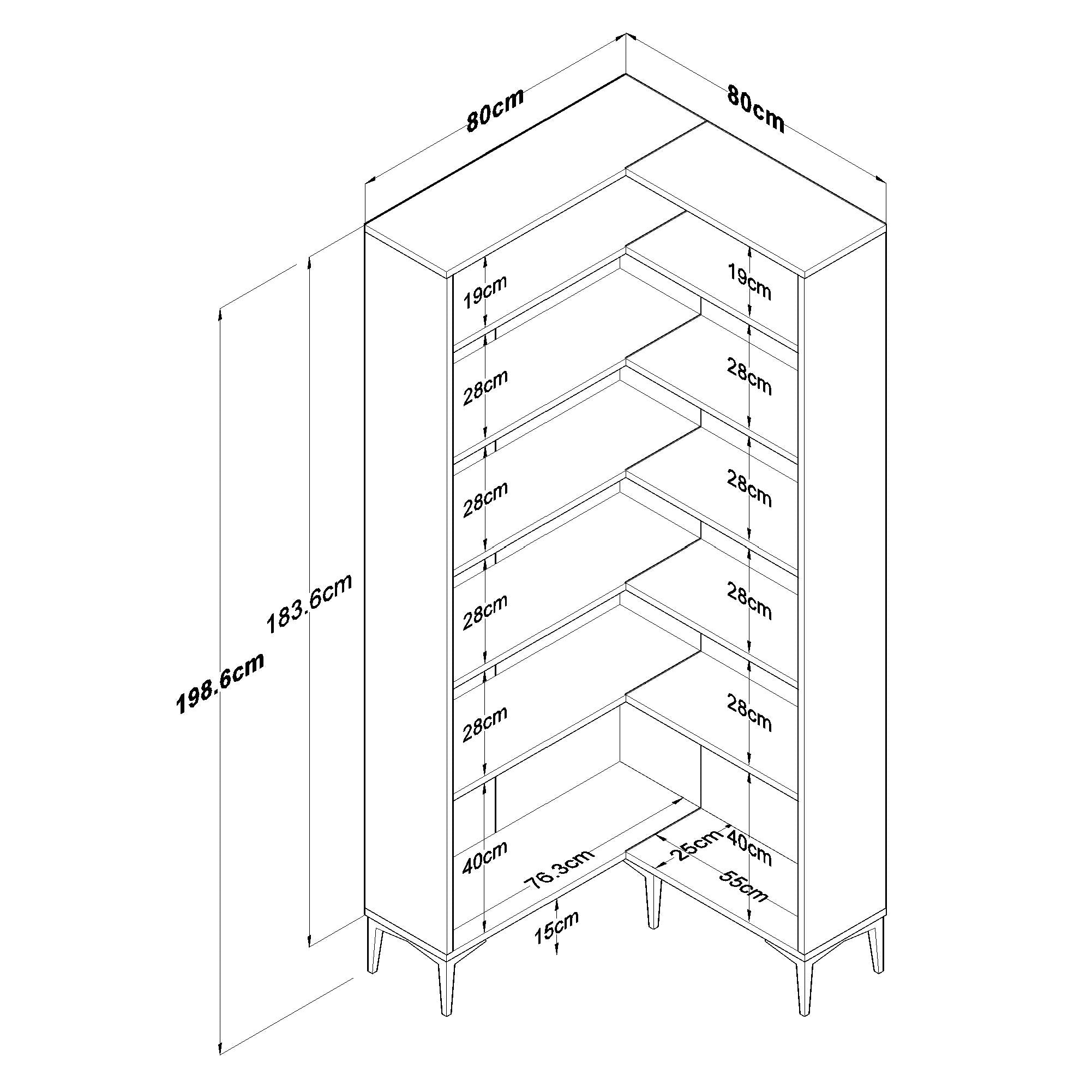 Rani KC106 Köşe Banyo Dolabı 10 Raflı Çok Amaçlı Dolap Beyaz