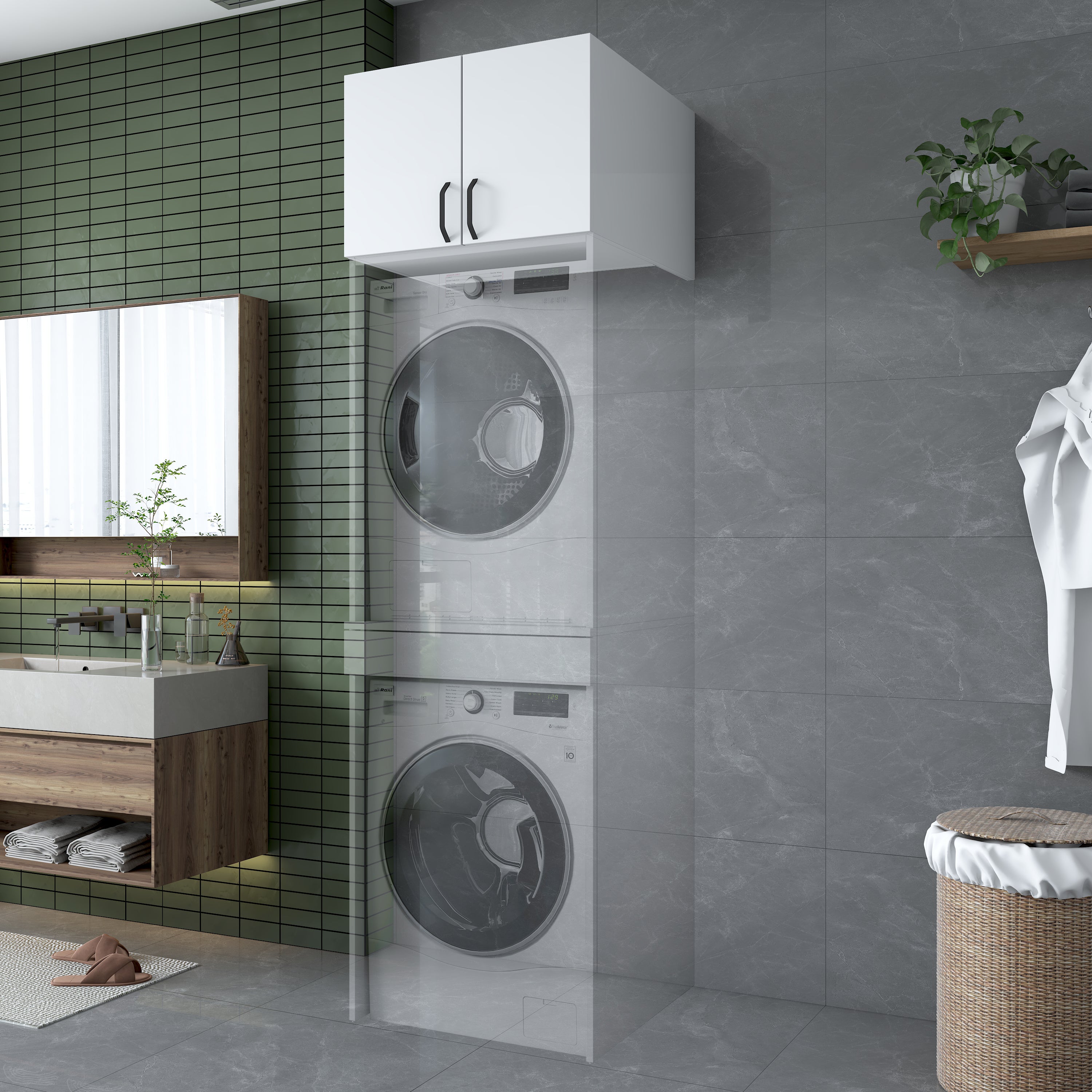 Rani KD115 Çamaşır Makinesi Dolabı Üst Modül Beyaz
