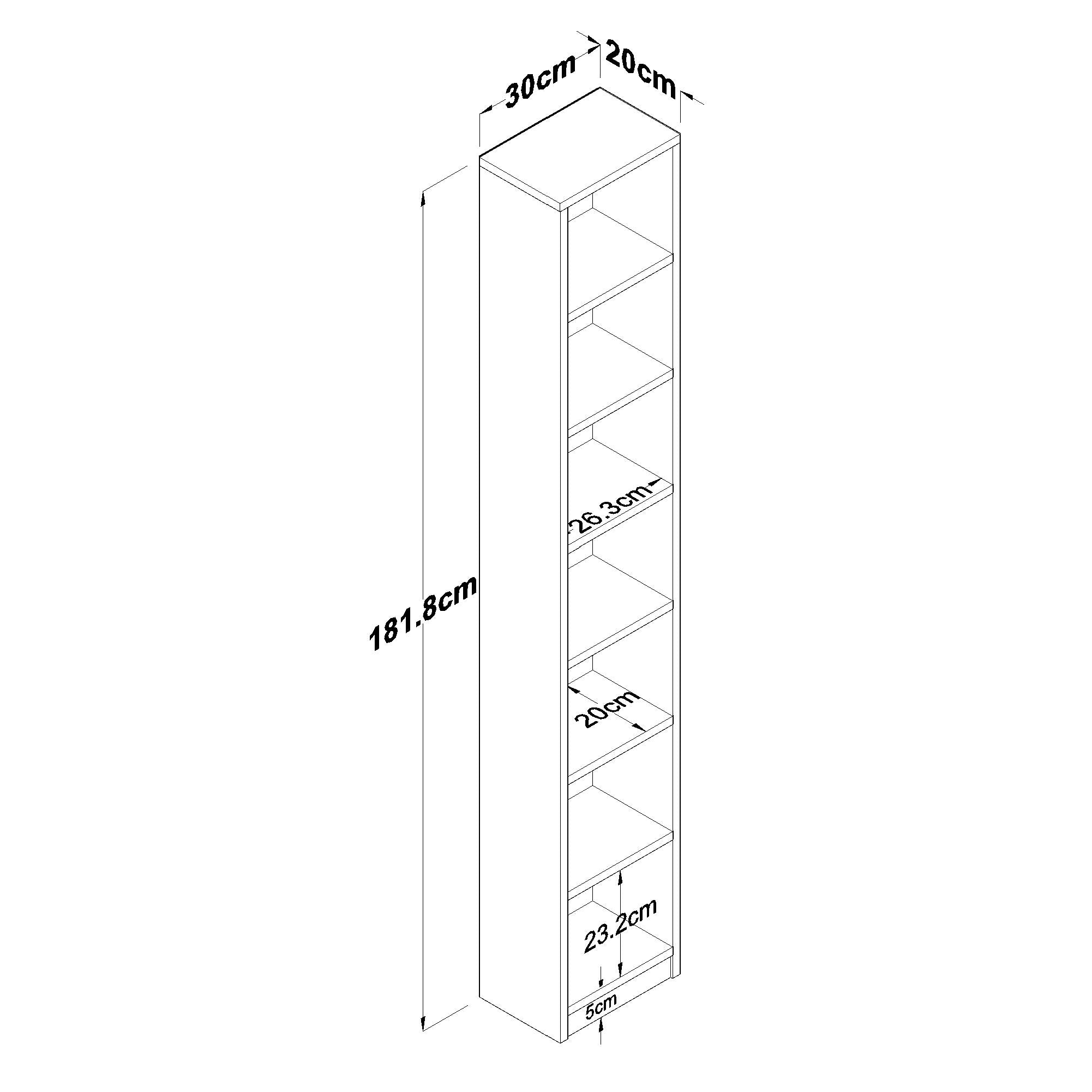 Rani HC126 Kitaplık 6 Raflı Çalışma Odası Kütüphane Modern Duvar Rafı Beyaz