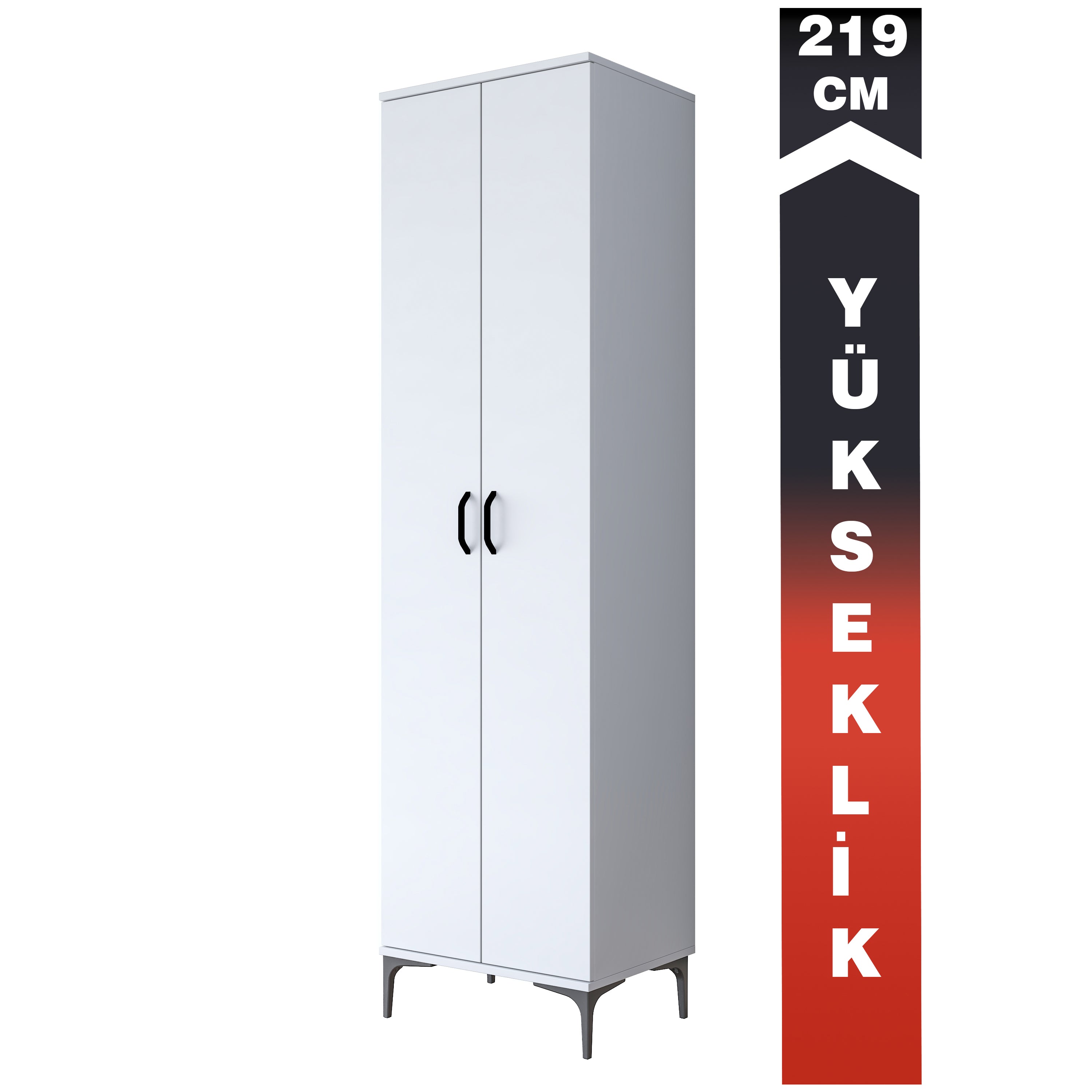 Rani JE257 Çok Amaçlı Dolap 2 Kapaklı 6 Raflı Kiler Mutfak Dolabı Beyaz