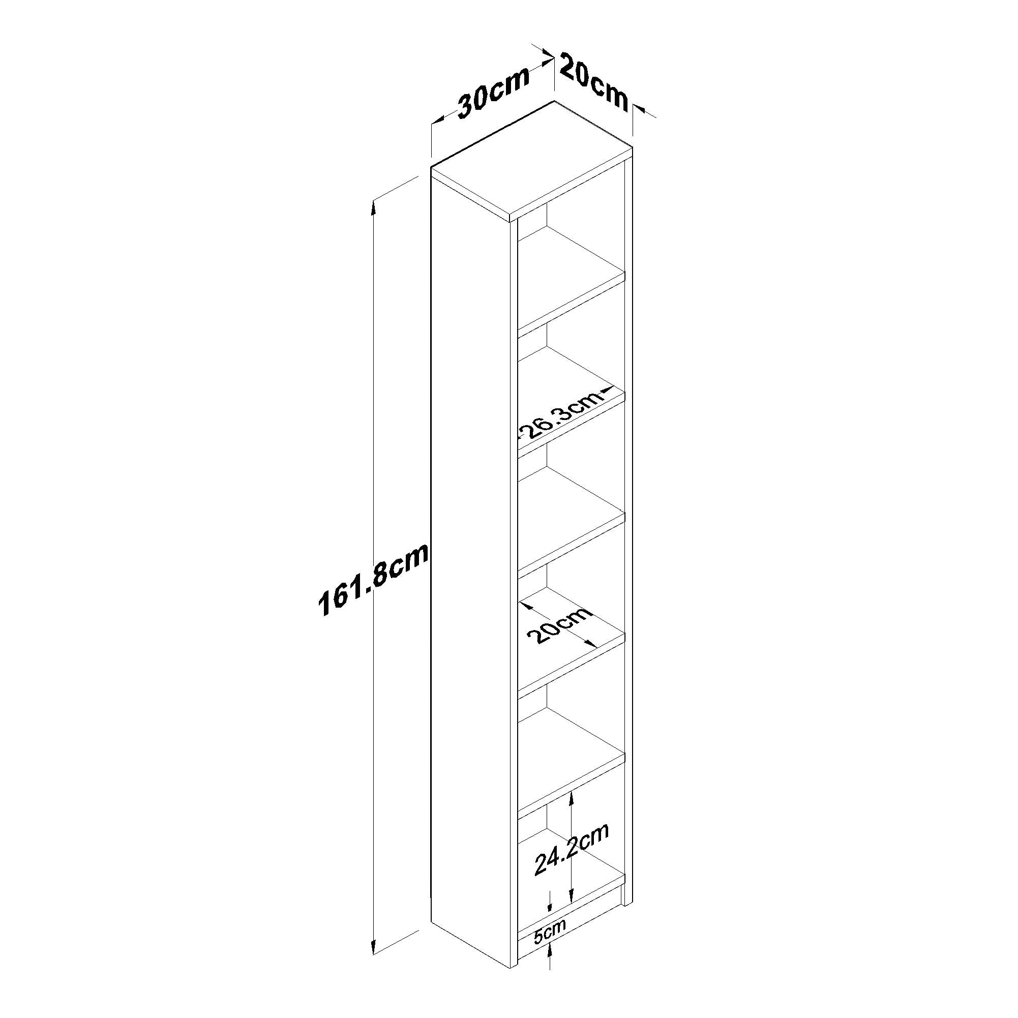 Rani HC125 Kitaplık 5 Raflı Çalışma Odası Kütüphane Modern Duvar Rafı Beyaz