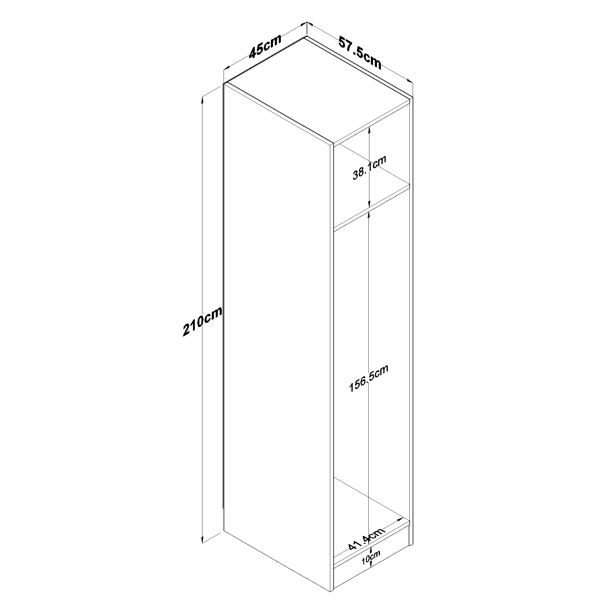 Rani BA218 Membran Kapaklı Gardırop Raflı Tek Kapaklı Askılı Elbise Dolabı Beyaz