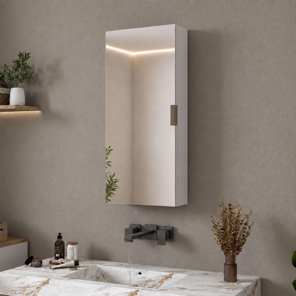 Rani KB109 Aynalı Banyo Dolabı Raflı Çok Amaçlı Dolap Beyaz