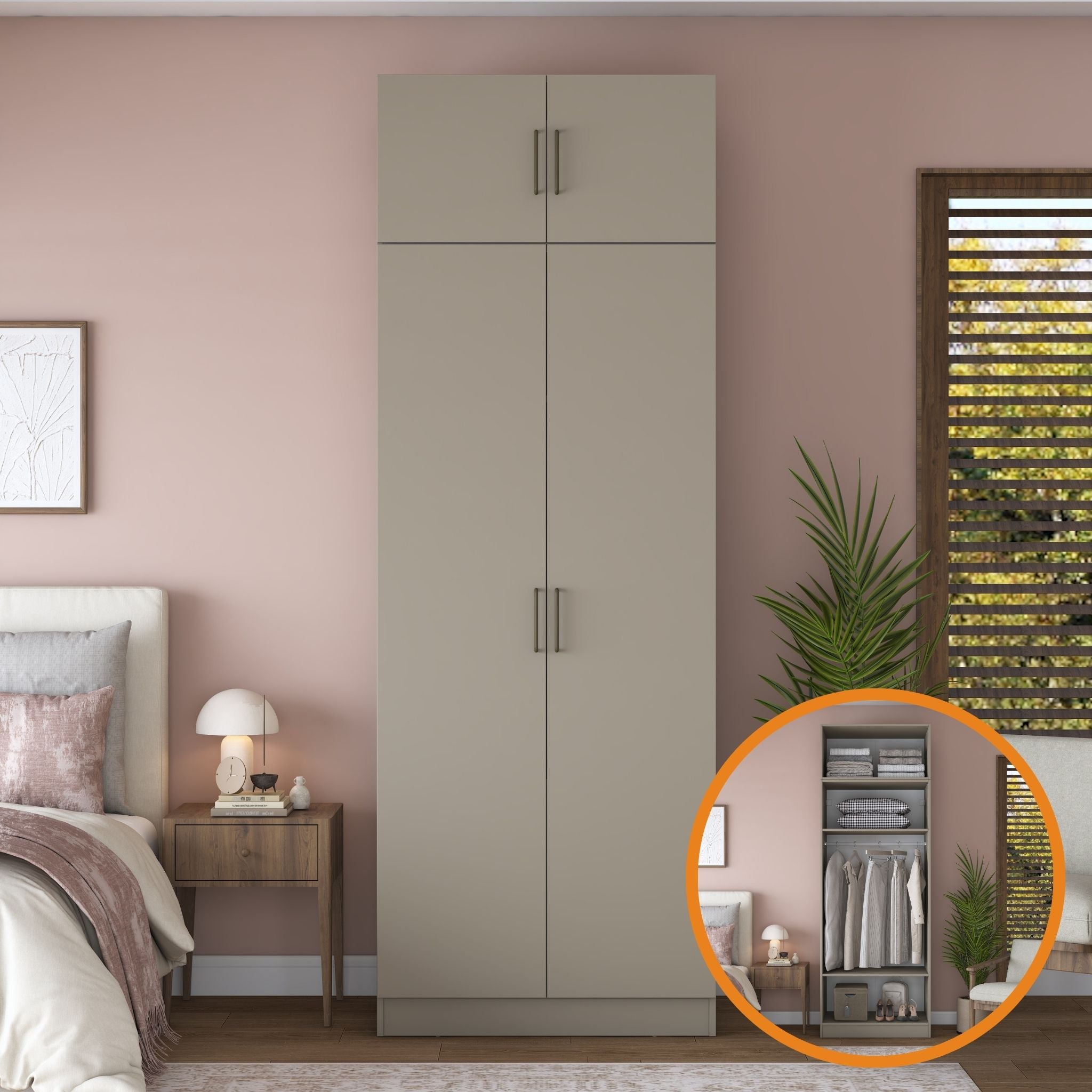 Rani BA319 Gardırop 2 Kapaklı Askılı Elbise Dolabı Kumtaşı