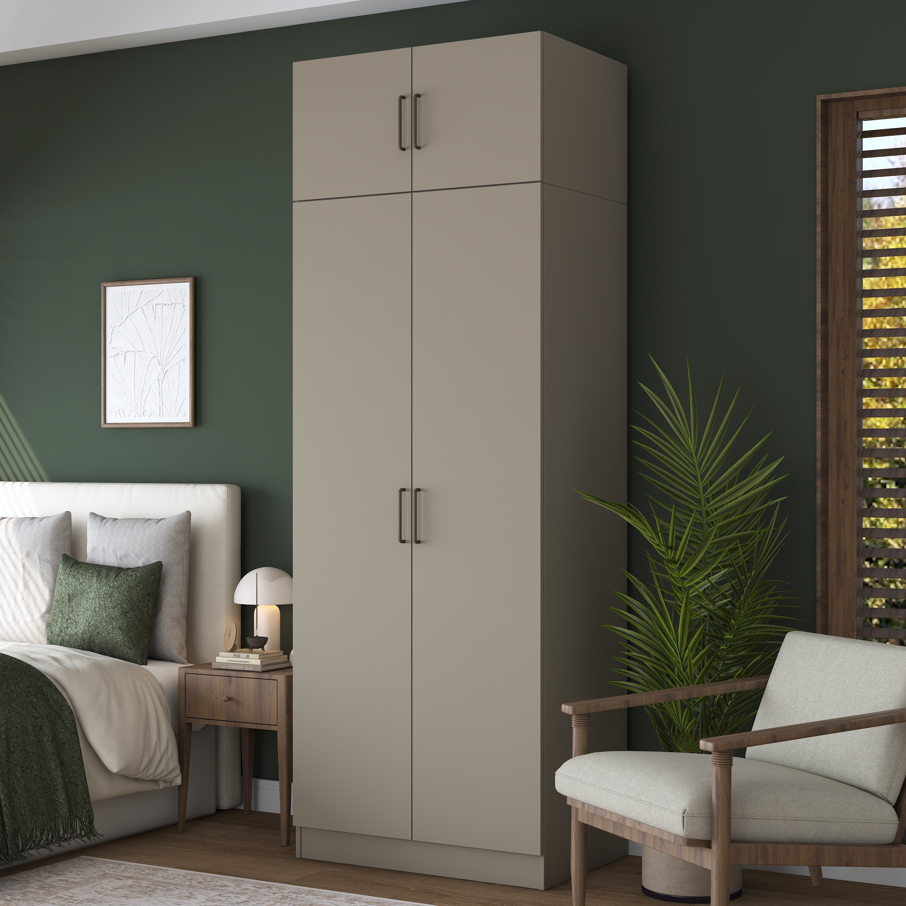Rani BA321 Gardırop 2 Kapaklı 6 Raflı 2 Askılı Elbise Dolabı Kumtaşı