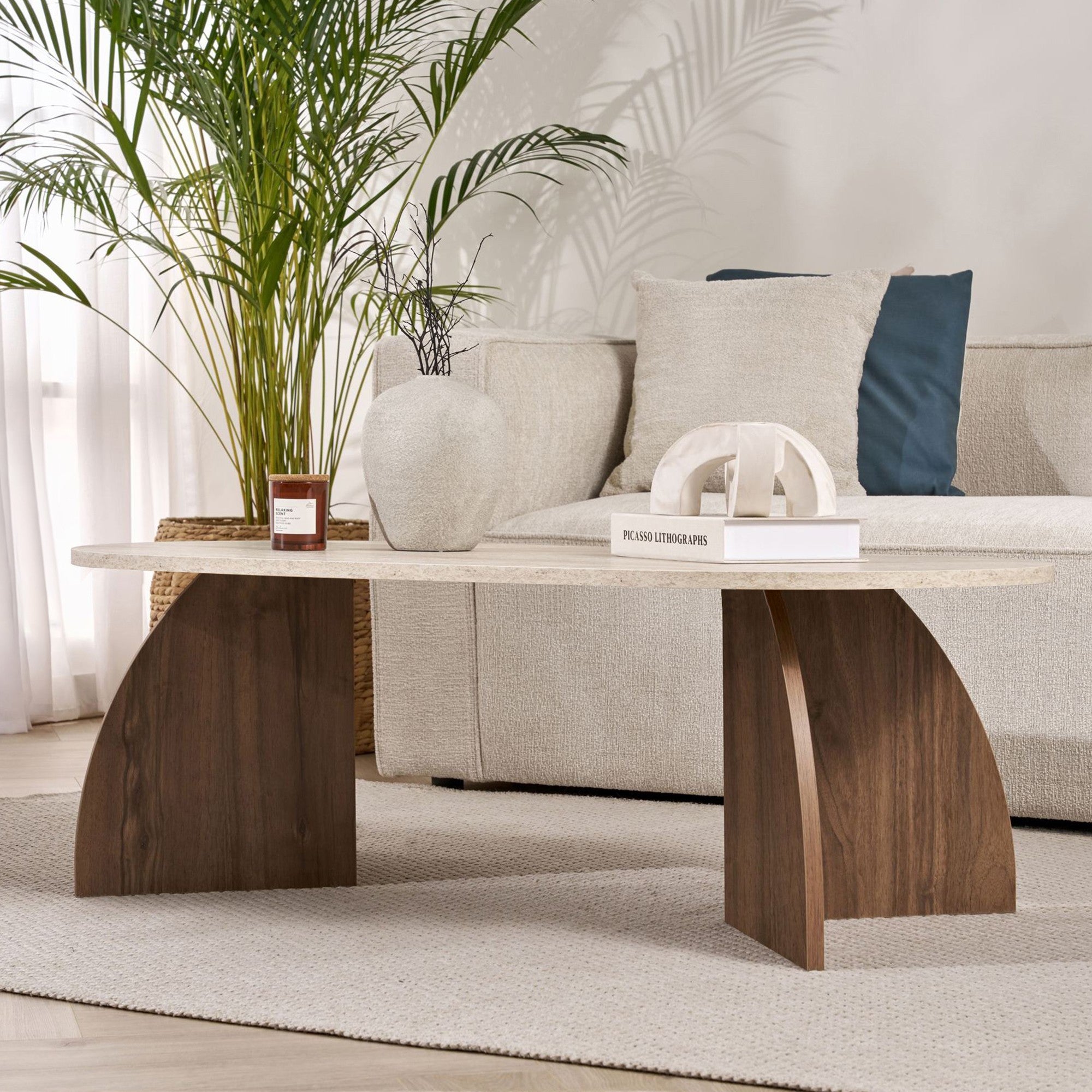 Rani Home Orta Sehpa Traverten - Venedik Cevizi 120 Cm AB-5747