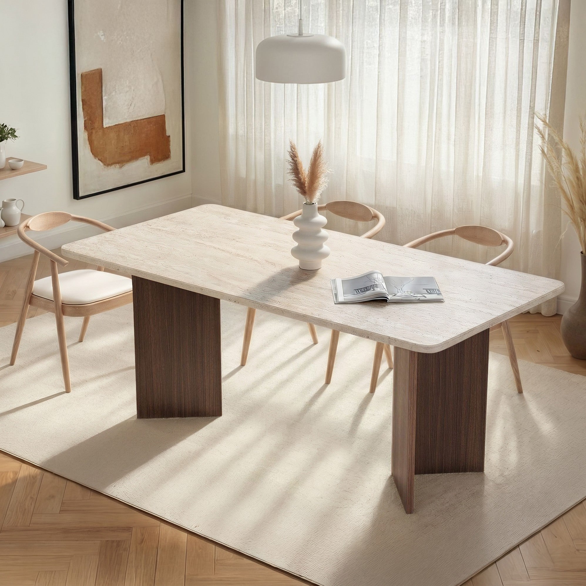 Rani Home Yemek Masası Traverten - Milano Ceviz 180 Cm GA-5764