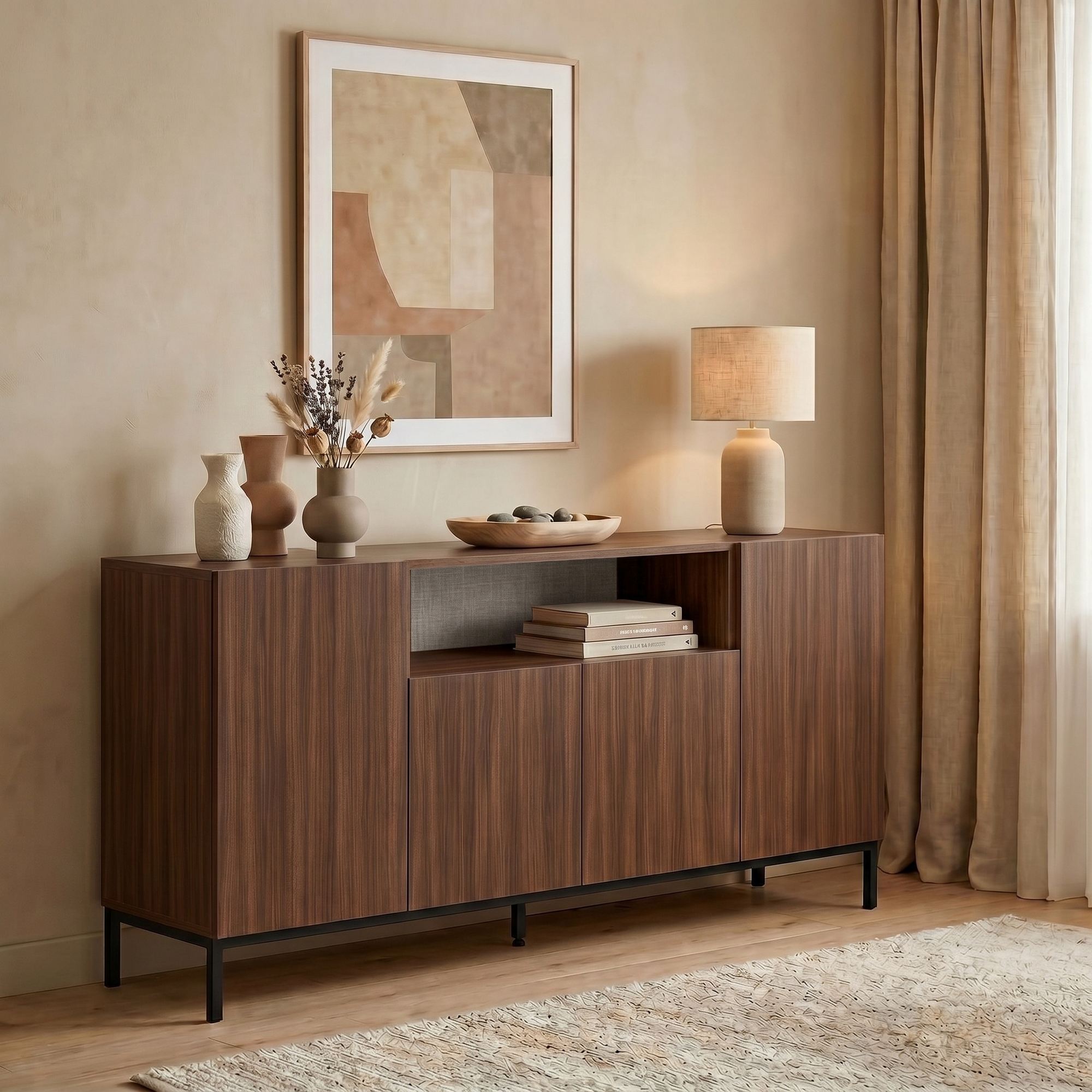 Rani Home Konsol Milano Ceviz - Siyah 160 Cm GD-5774