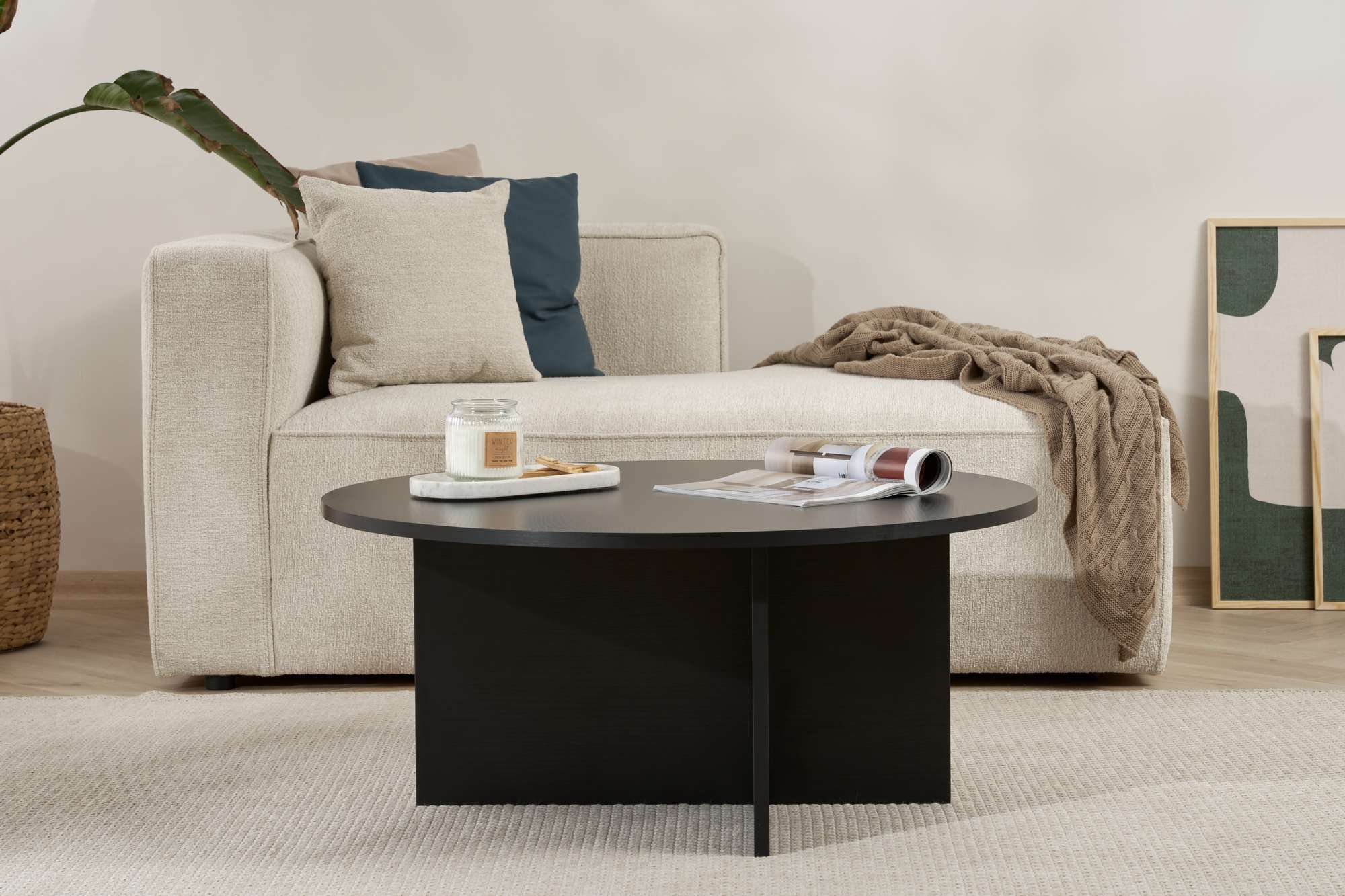 Rani Home Orta Sehpa Ahşap Desenli Siyah 90Cm AB-5394
