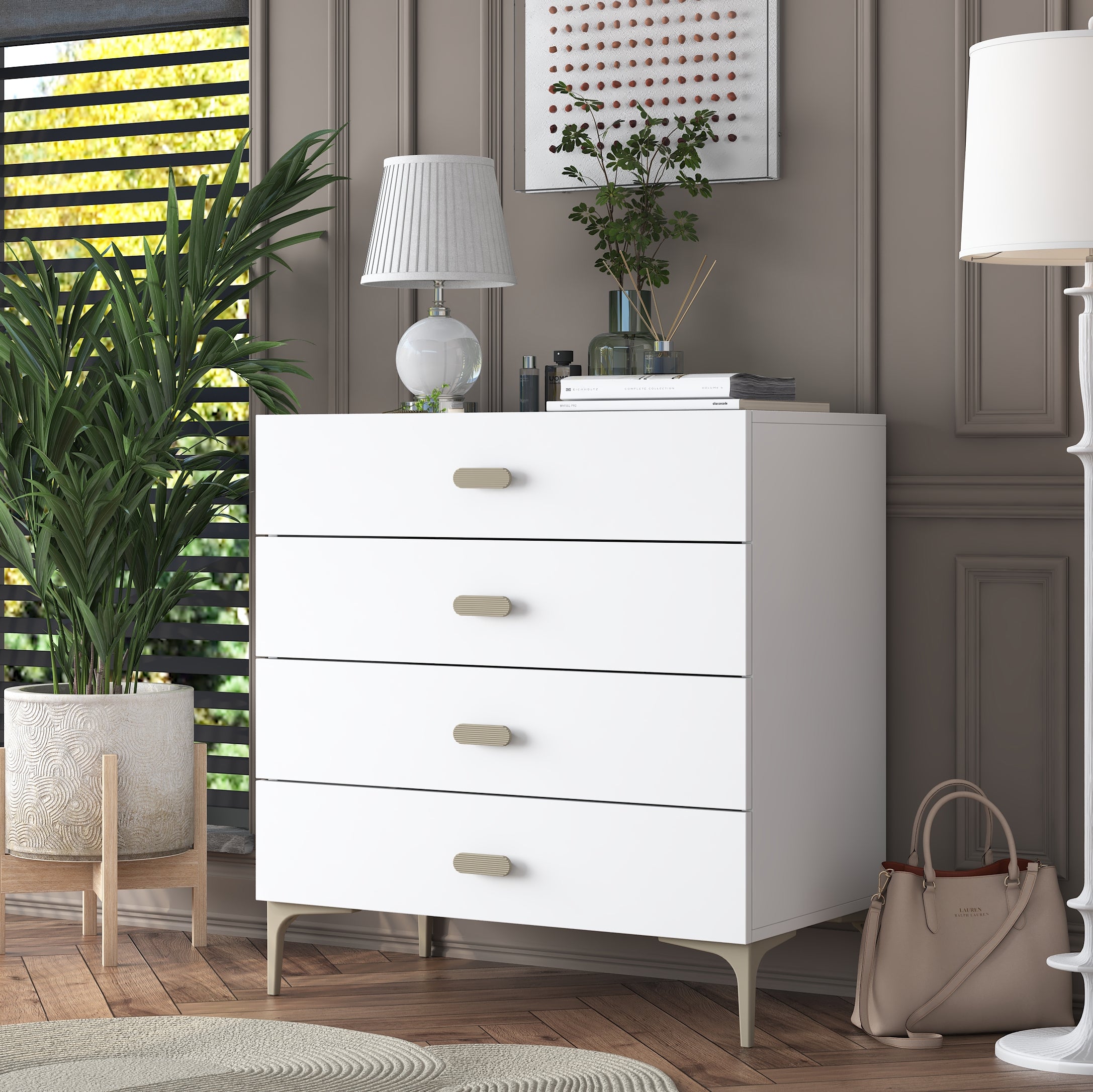 Rani BE116 Şifonyer 4 Çekmeceli Yatak Odası Bebek Odası Beyaz