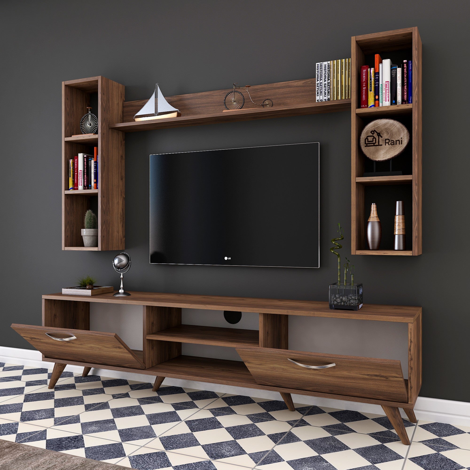 ahşap renk tv ünitesi