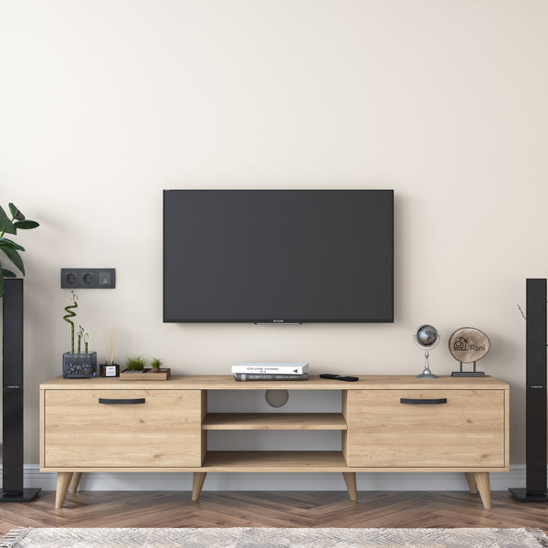 Rani A5 Tv Ünitesi Modern Ayaklı Tv Sehpası 180 cm Sepet Ceviz