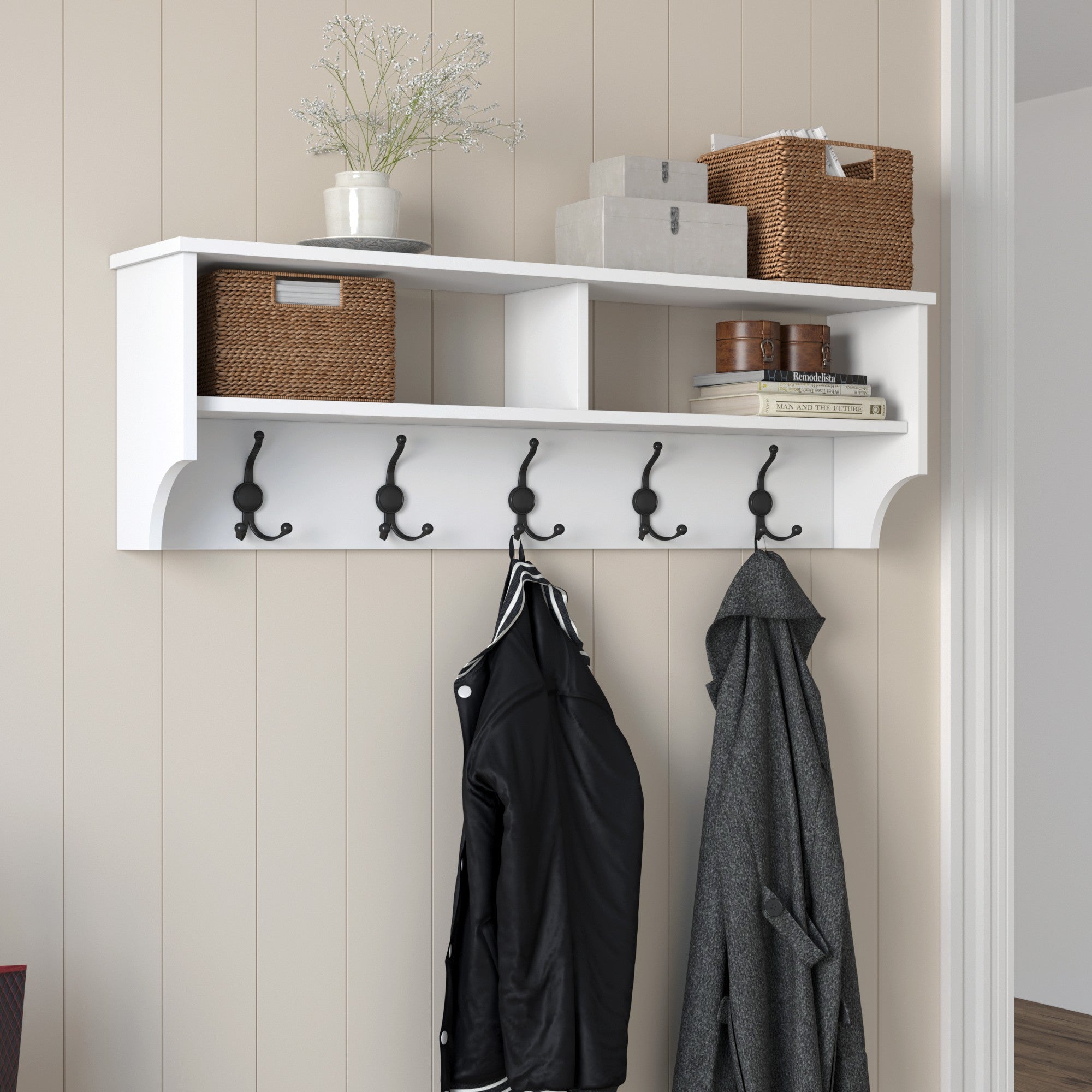 Rani P2 Modern Portmanto Duvar Askısı Vestiyer Askılık Beyaz 120 Cm