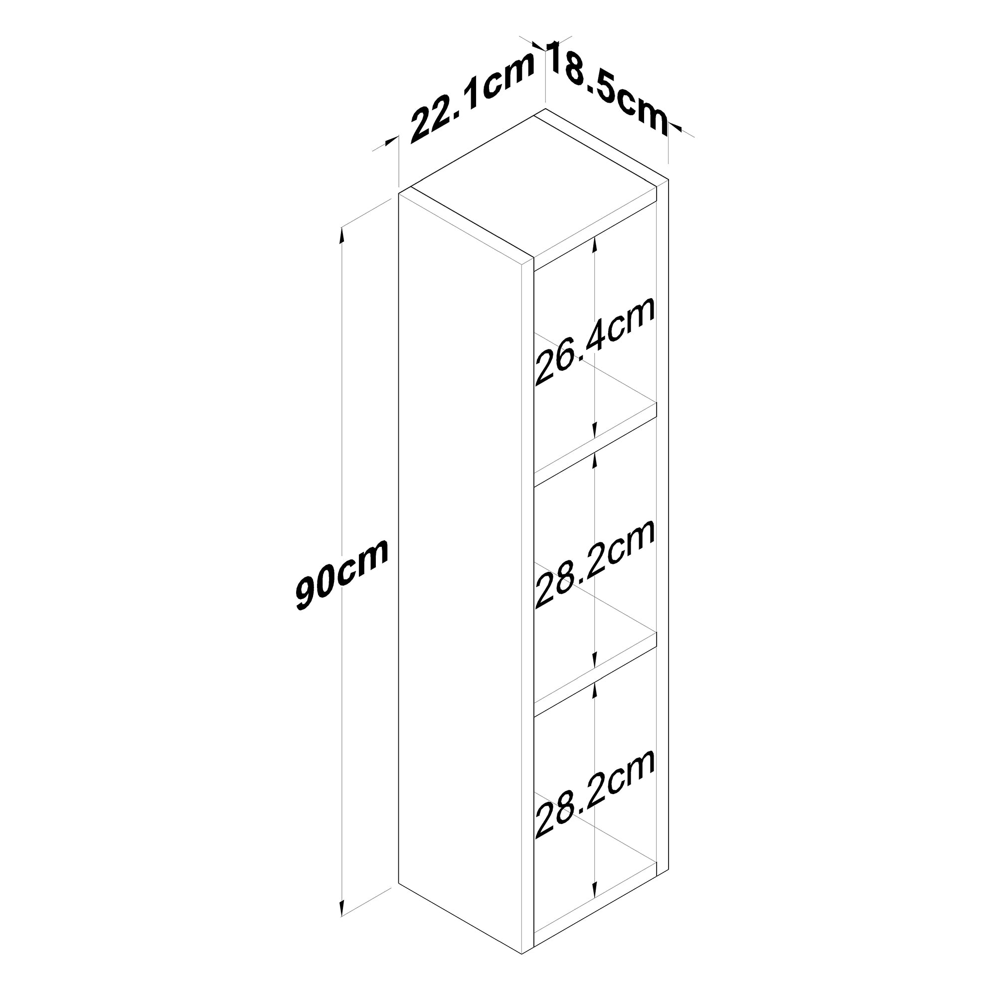 Rani E3 Duvar Rafı 3 Bölmeli Minyatür Ceviz