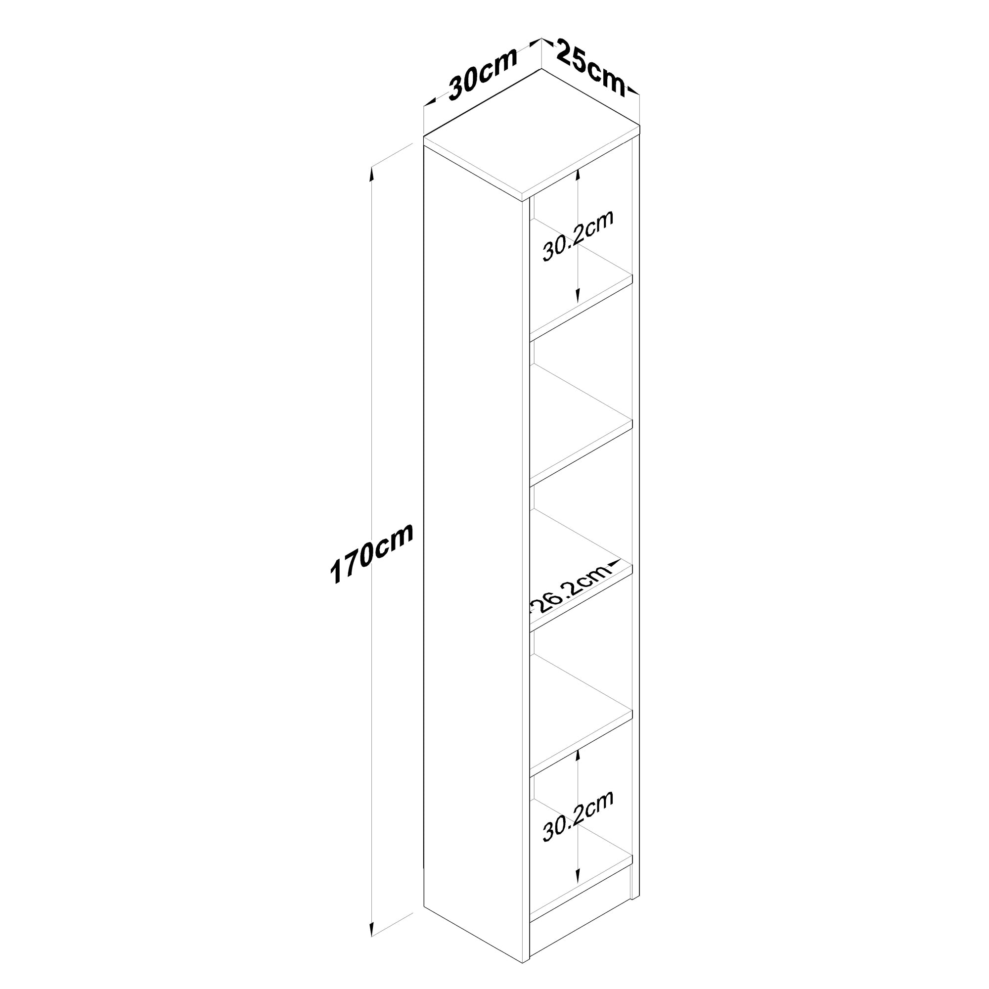 Rani HC114 Kitaplık 5 Raflı Çalışma Odası Kütüphane Modern Duvar Rafı Sepet Ceviz