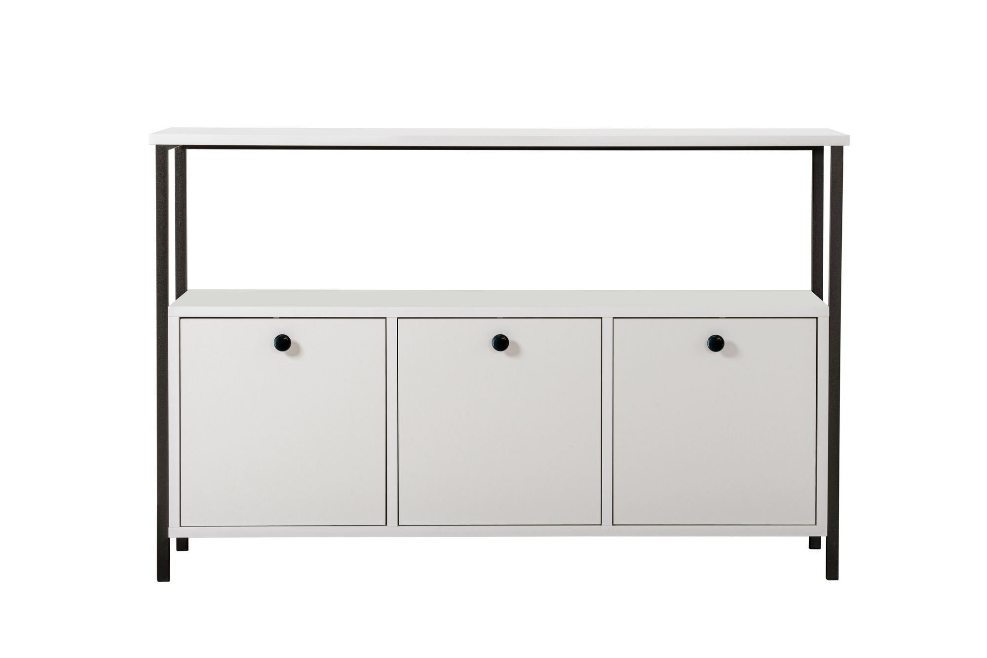 Rani Home Konsol Beyaz Siyah Metal Ayaklı 120Cm EG-5272