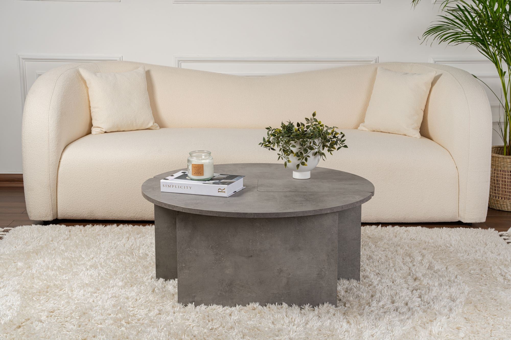 Rani Home Orta Sehpa Beton Grisi 90 Cm AB-5372