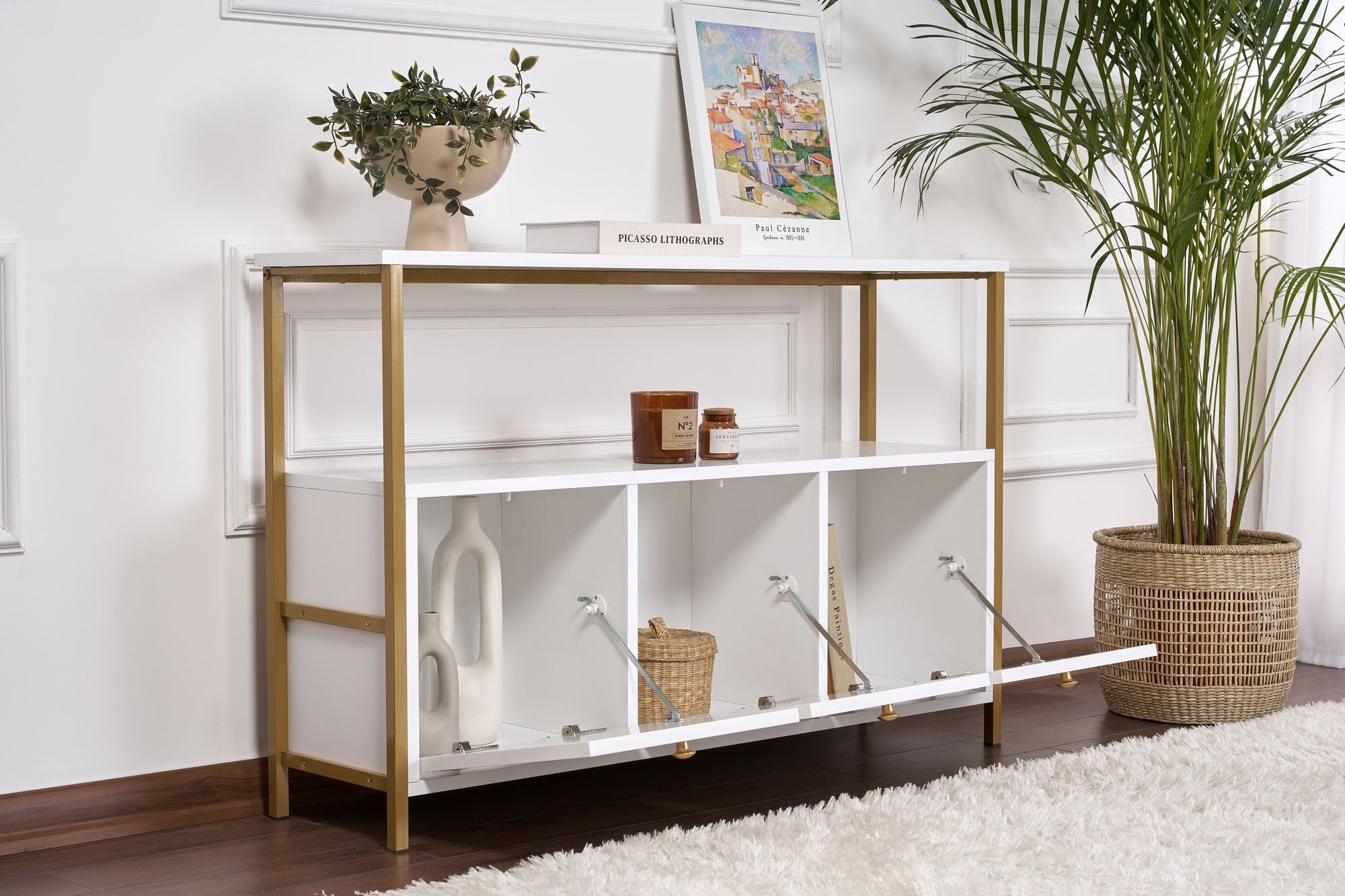 Rani Home Konsol Beyaz Gold Metal Ayaklı 120Cm EG-5273