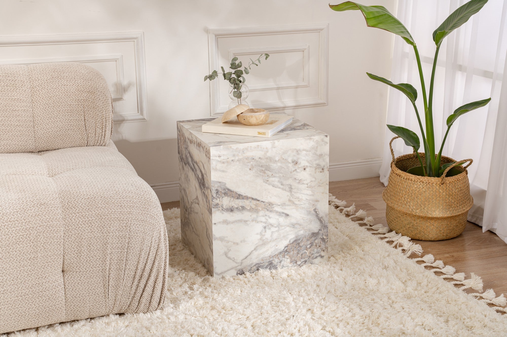Rani Home Yan Sehpa Frezya Mermer Desenli 45Cm AD-5352